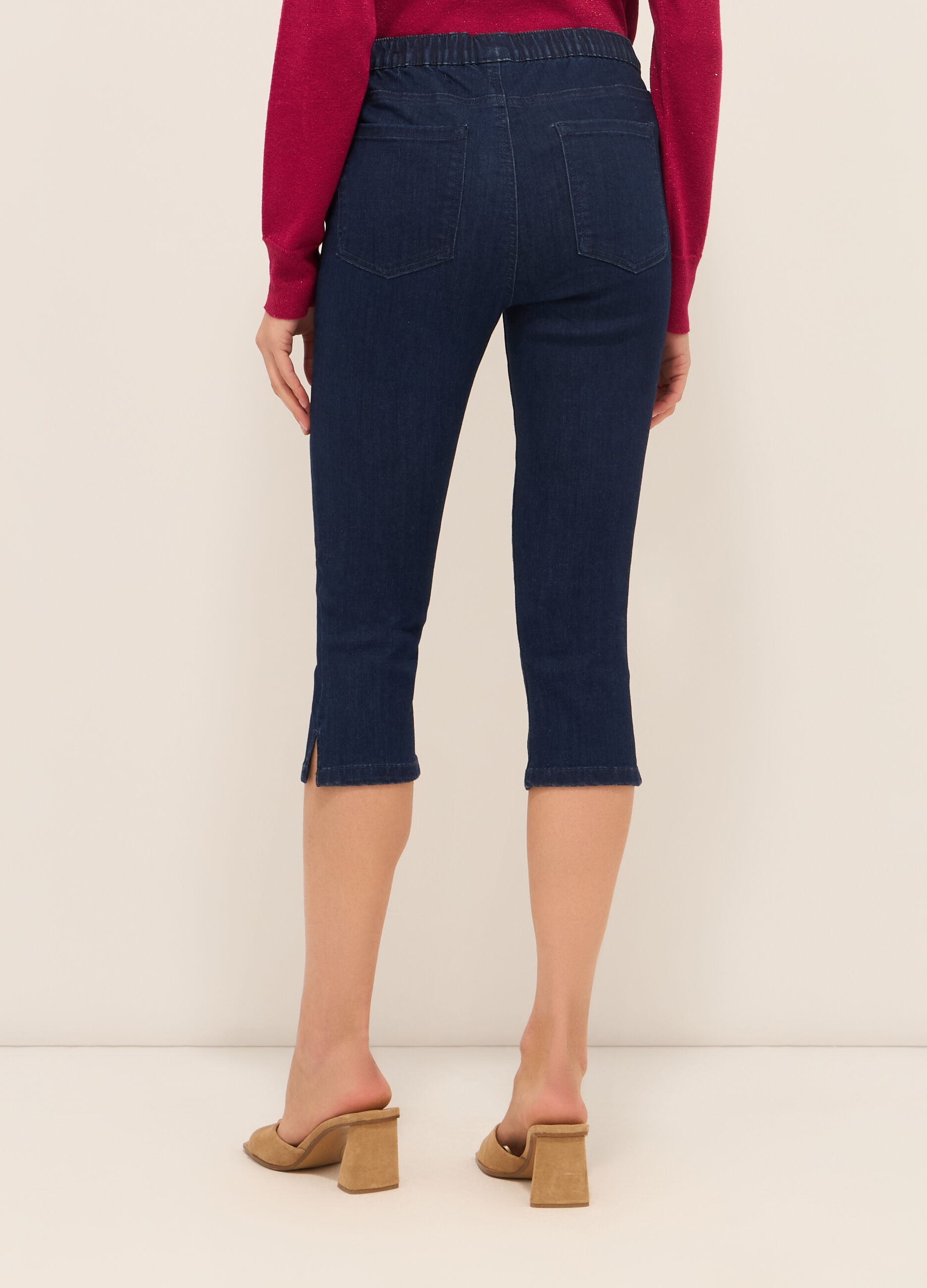 Jeggings capri in denim di misto cotone stretch donna_1