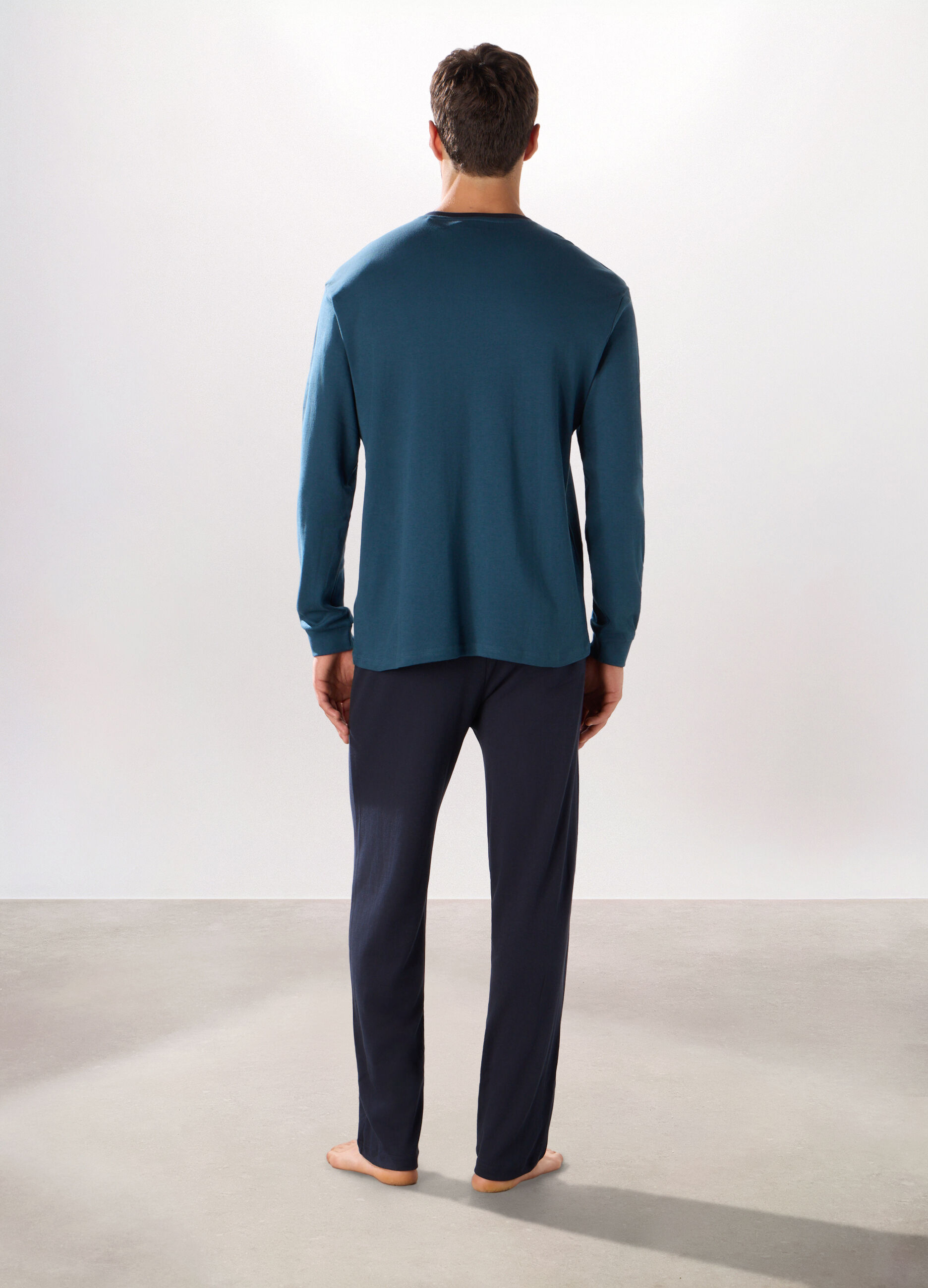 Pigiama lungo in puro cotone interlock uomo_1
