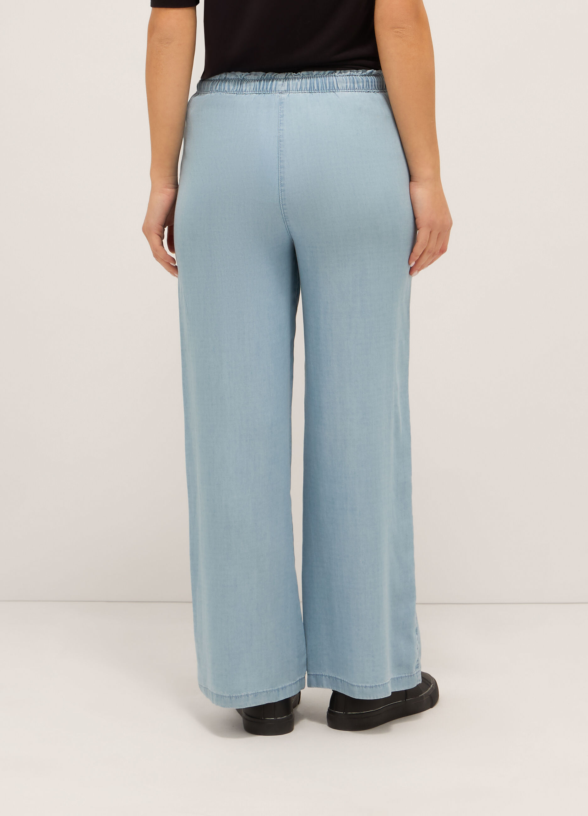 Pantaloni wide leg in pura lyocell donna_1