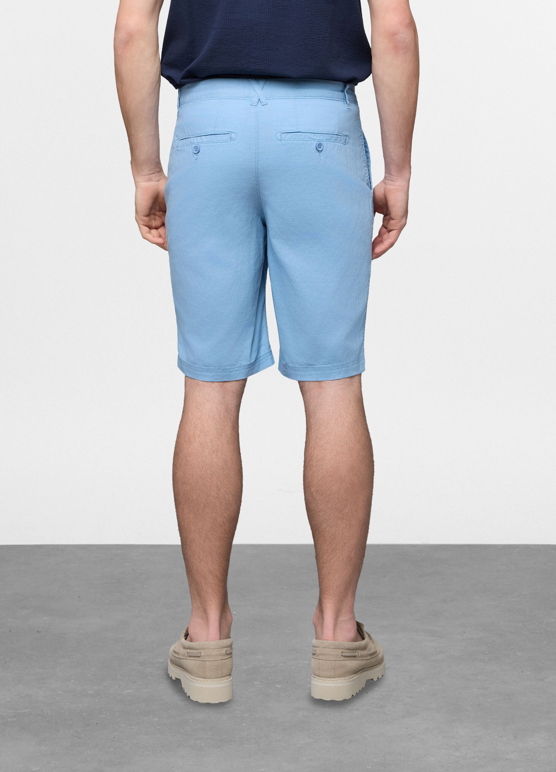 Bermuda in misto cotone e lino uomo_1