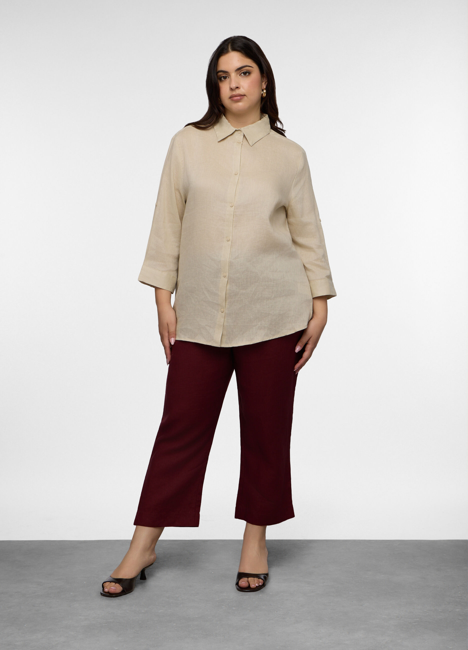 Pantaloni Fit Relaxed in puro lino donna curvy_0