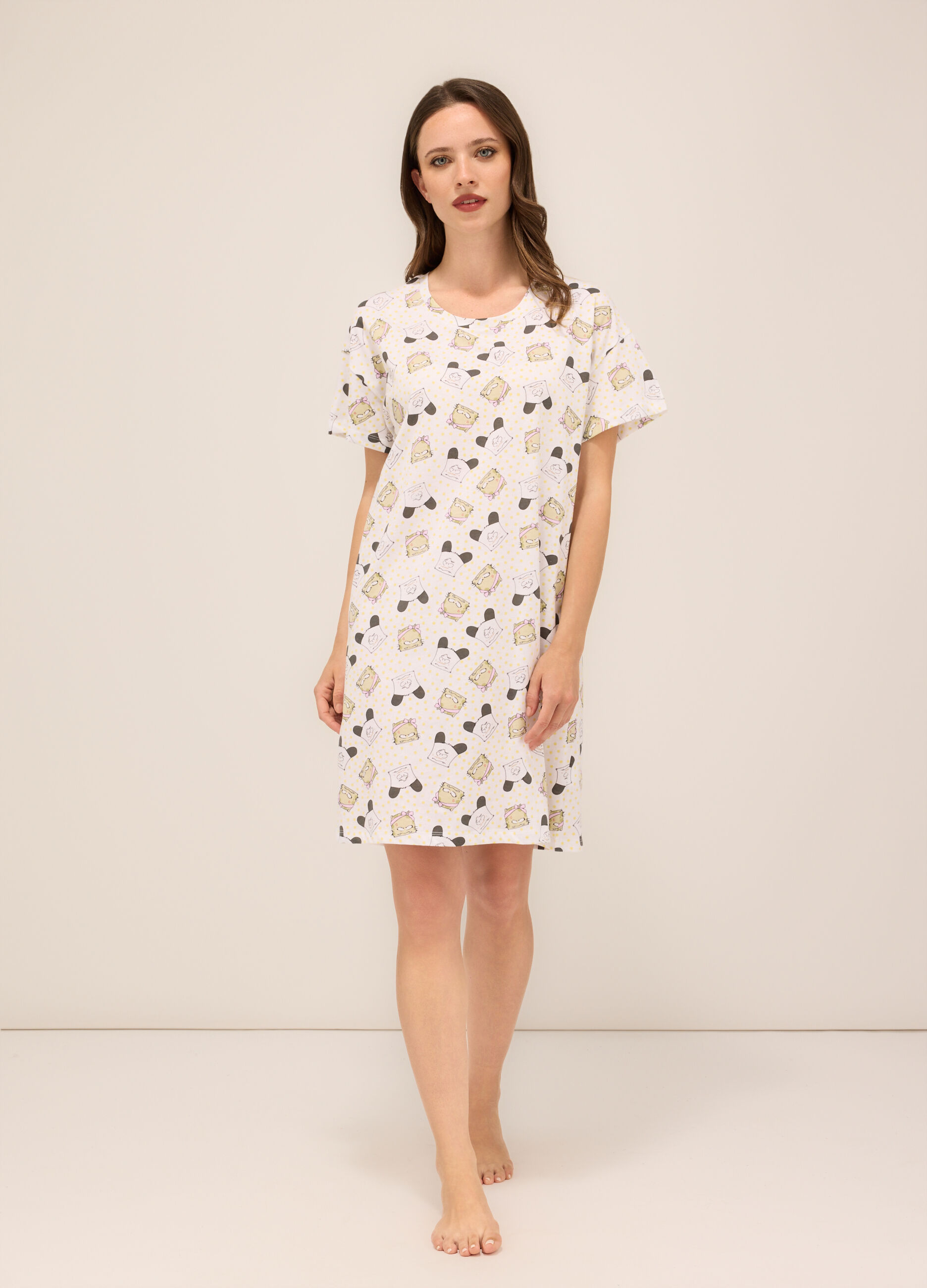 Camicia da notte in jersey di puro cotone donna_0