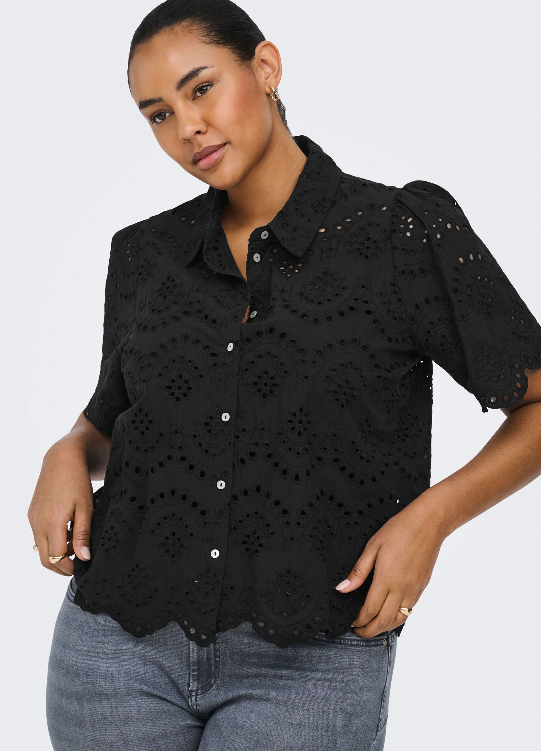 Camicia a maniche corte con maniche a sbuffo_0