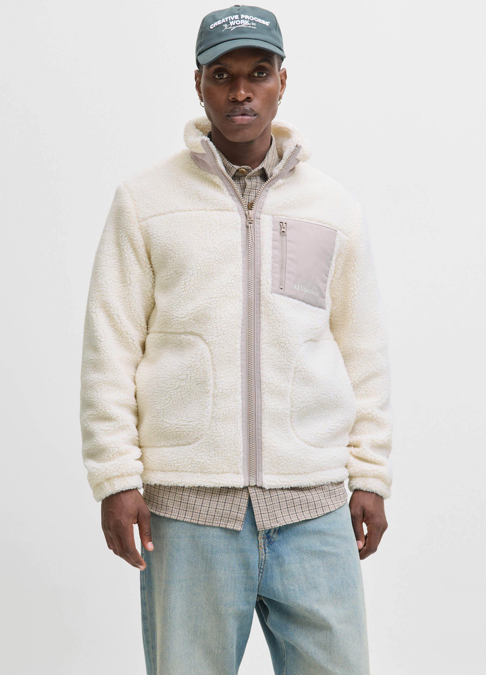 Giubbino in pile effetto shearling uomo_0