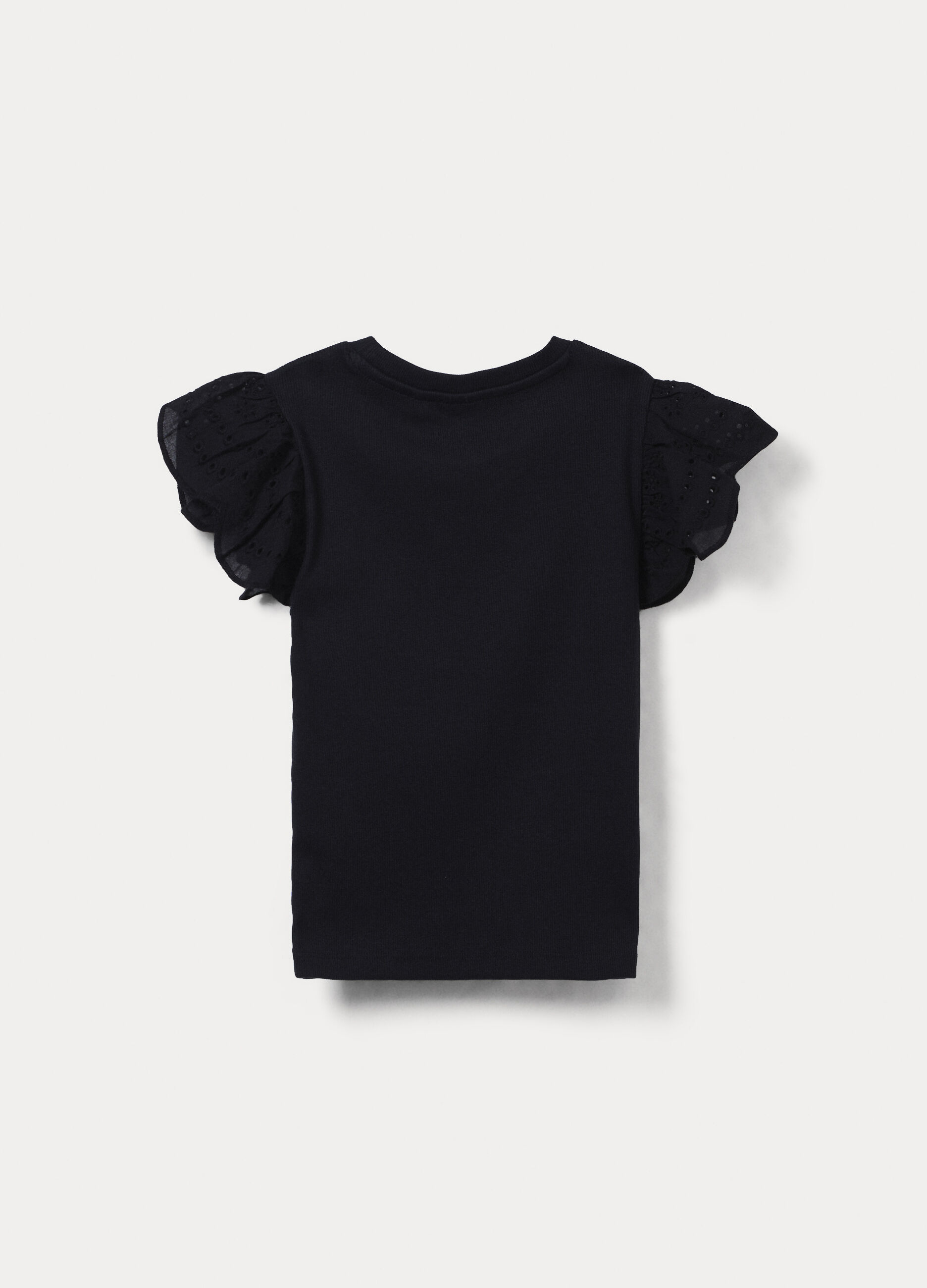 T-shirt girocollo in costina ragazza_1