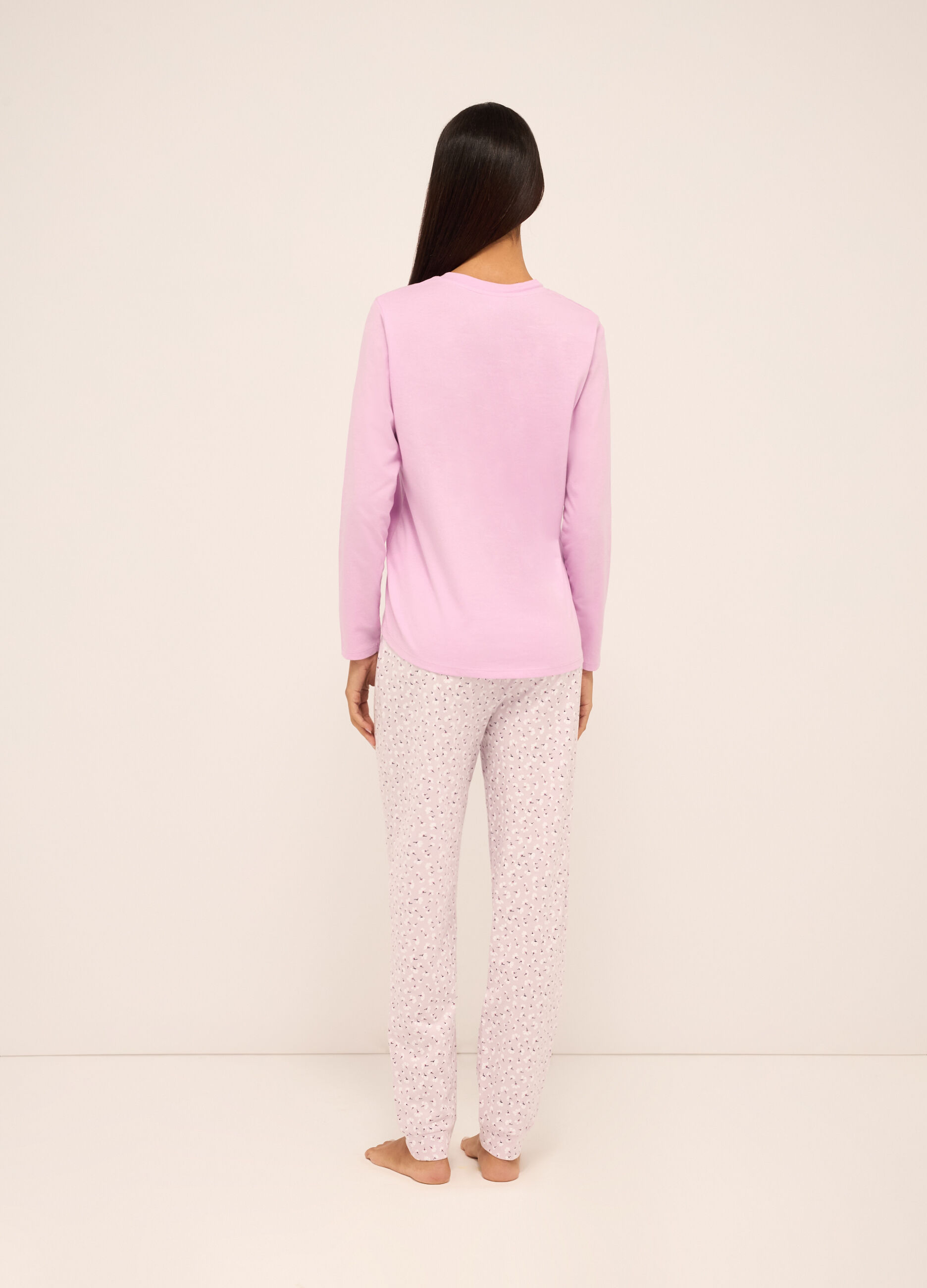 Set pigiama lungo in puro cotone donna_1