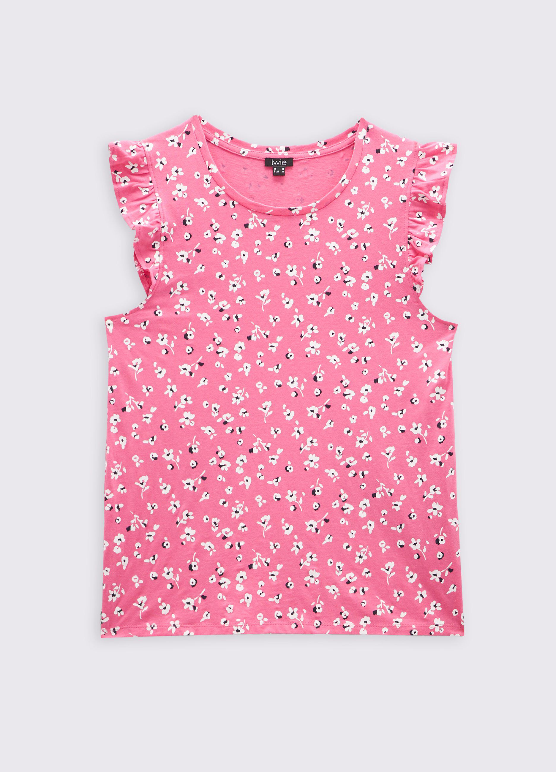 Canotta con rouches in puro cotone donna_0