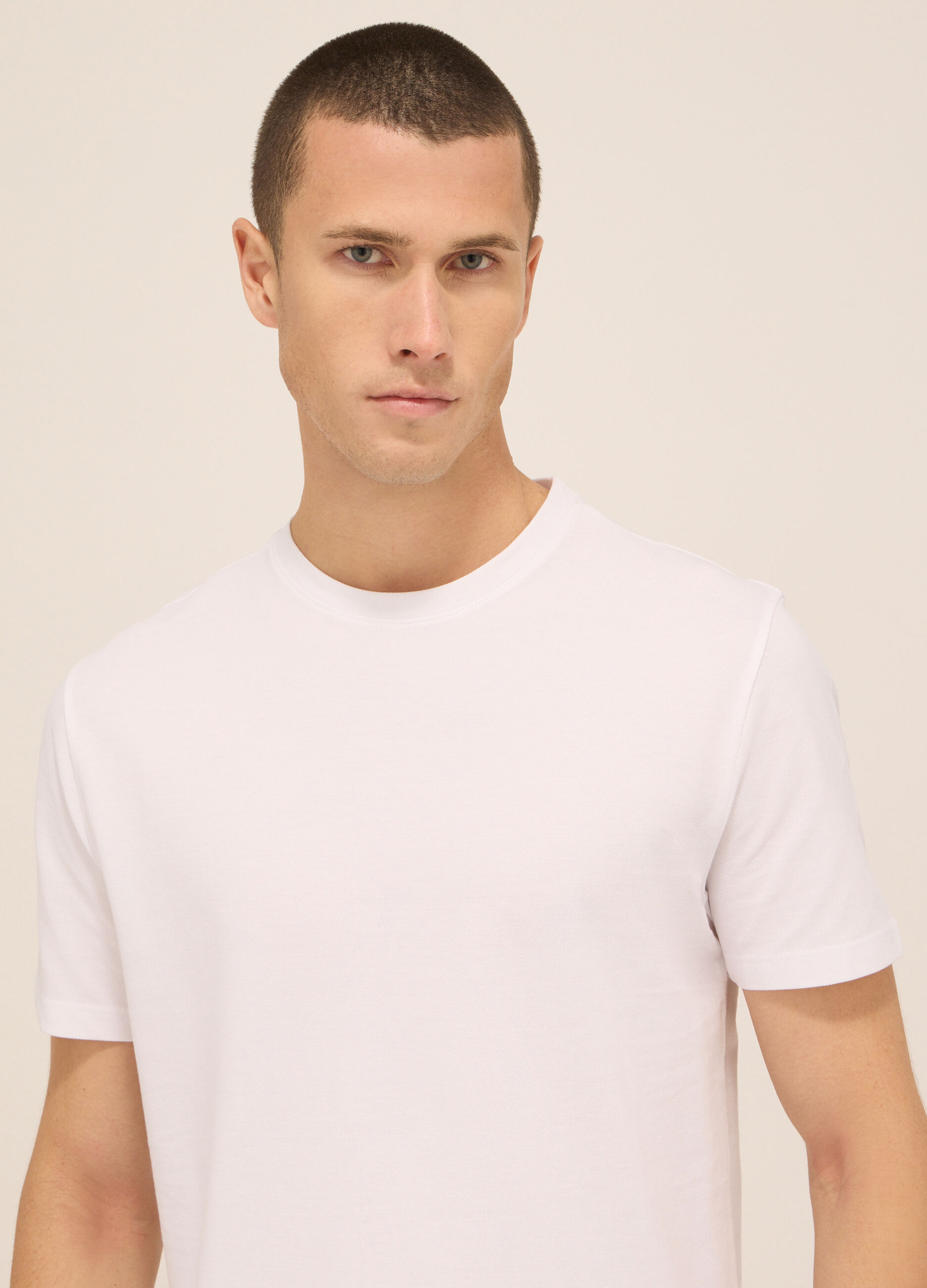 T-shirt girocollo in piquet di cotone uomo_2