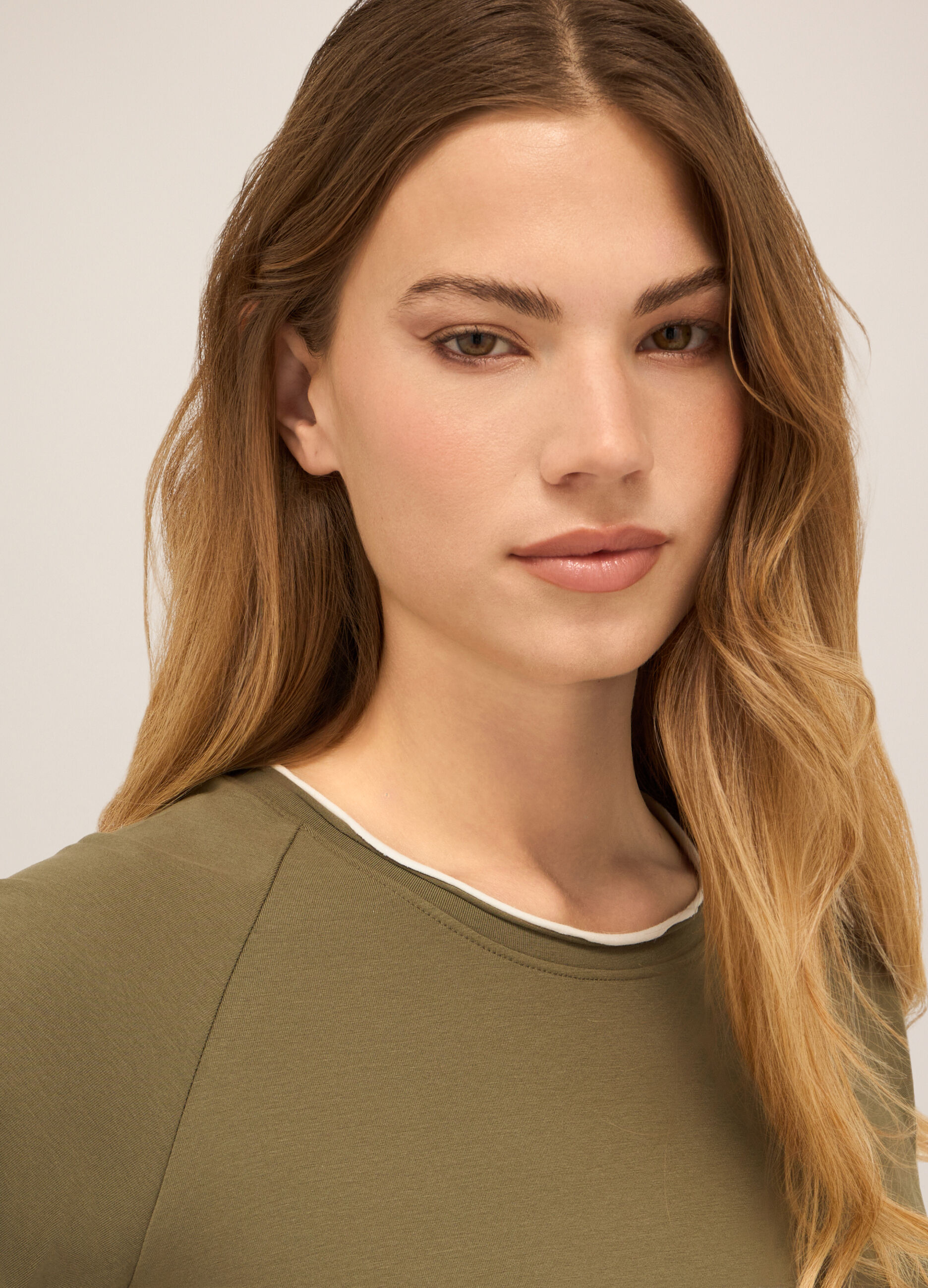 T-shirt in jersey di cotone stretch donna_2