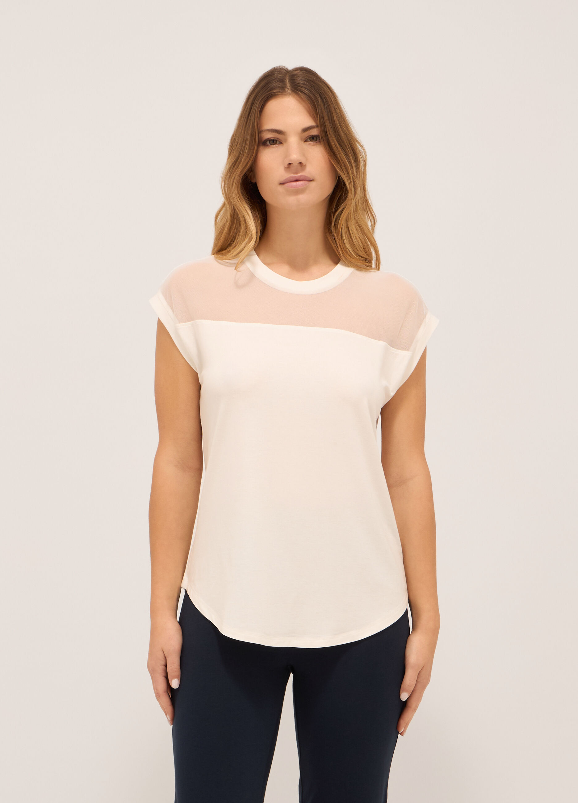 T-shirt in jersey di viscosa stretch donna_0