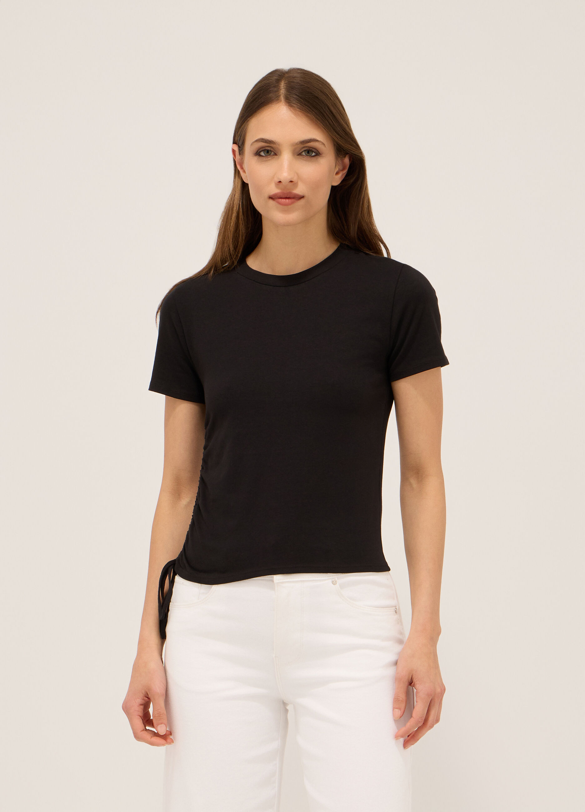 T-shirt in jersey di cotone stretch donna_0
