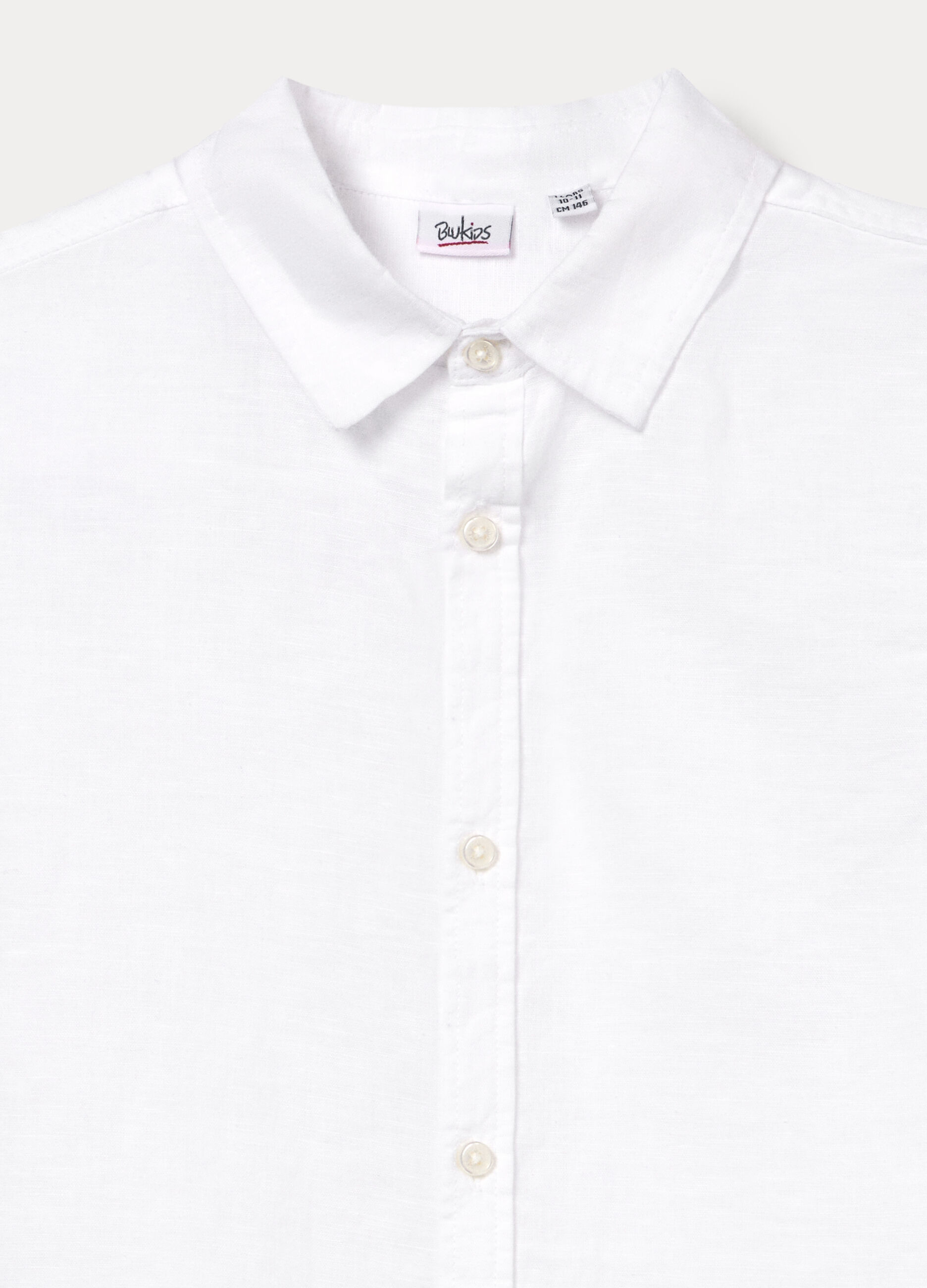 Camicia regular fit con collo alla francese misto lino ragazzo_2
