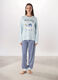 Set pigiama lungo in puro cotone interlock donna_0
