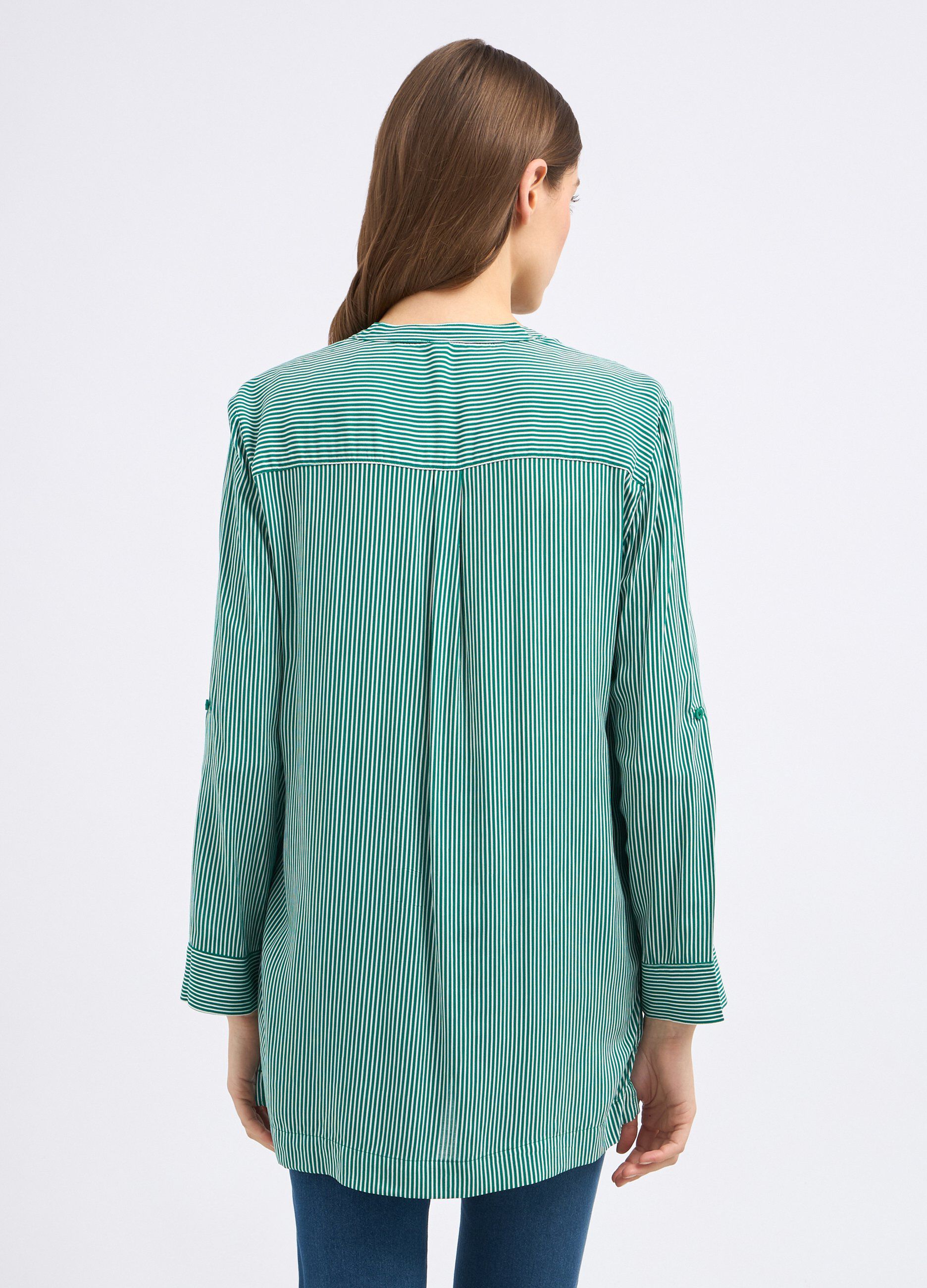 Blusa rigata in pura viscosa donna_1