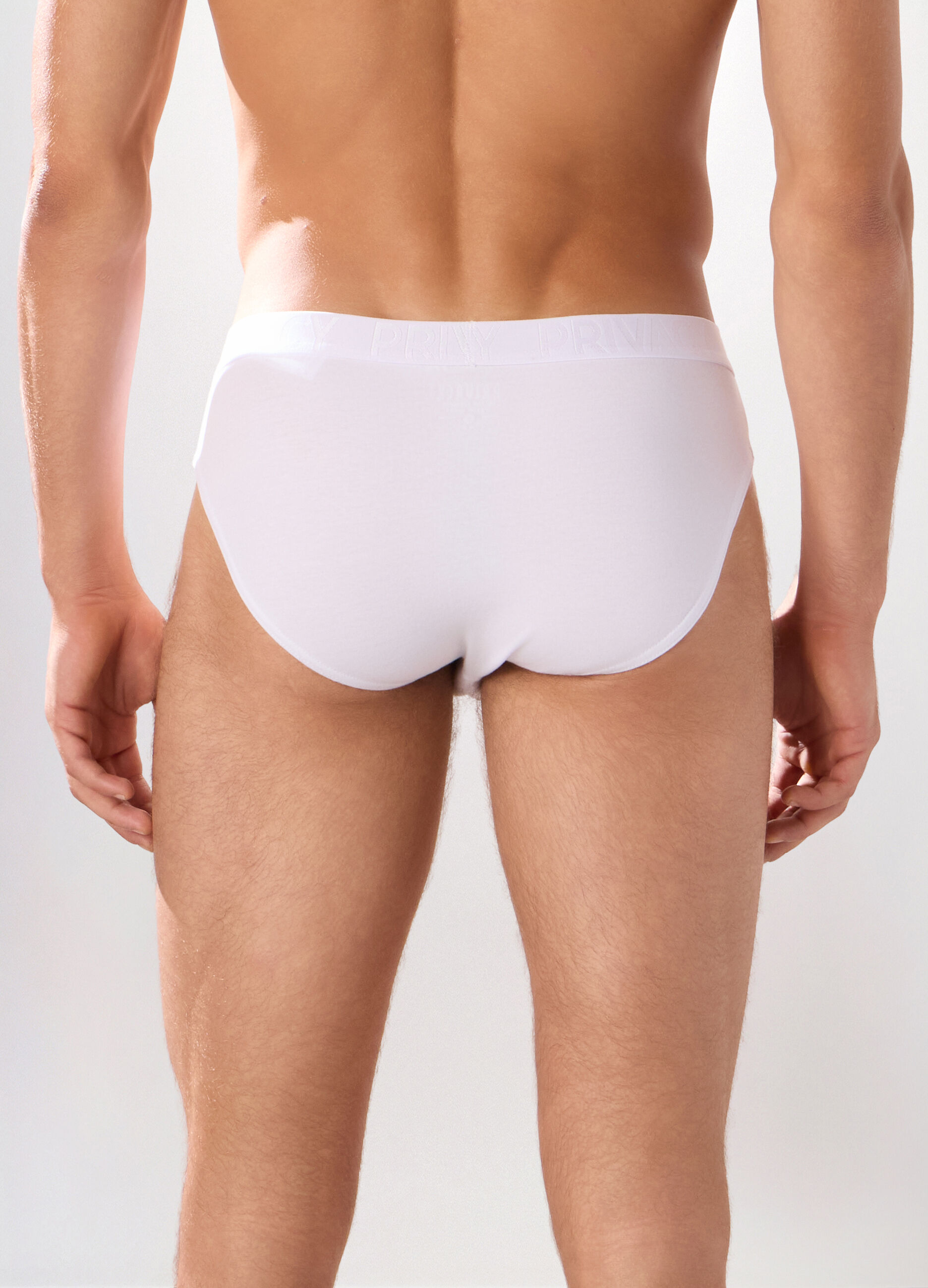 Slip in cotone stretch con logo uomo_2