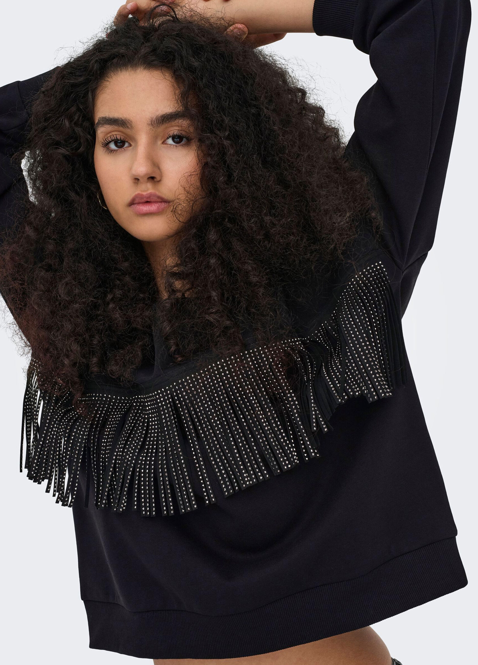 Felpa con frange donna_3