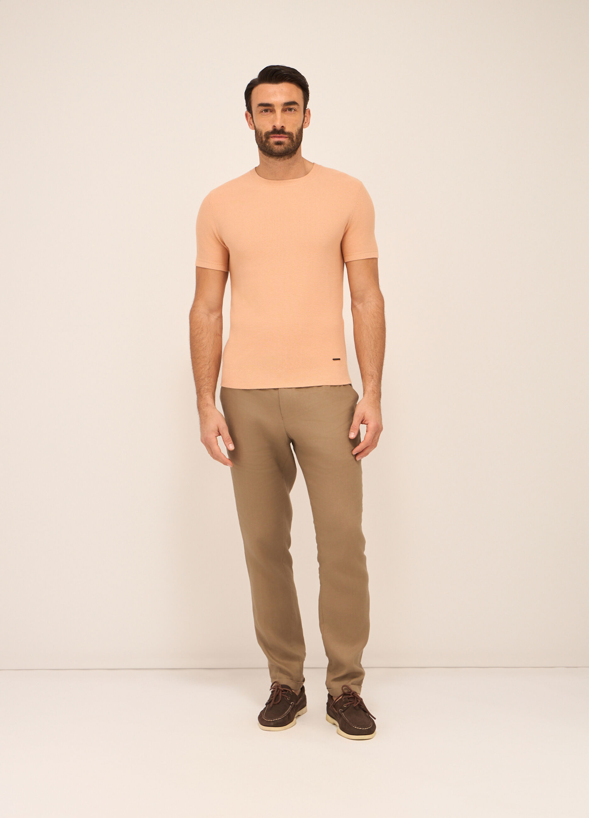 Pantaloni chino in puro lino uomo_0