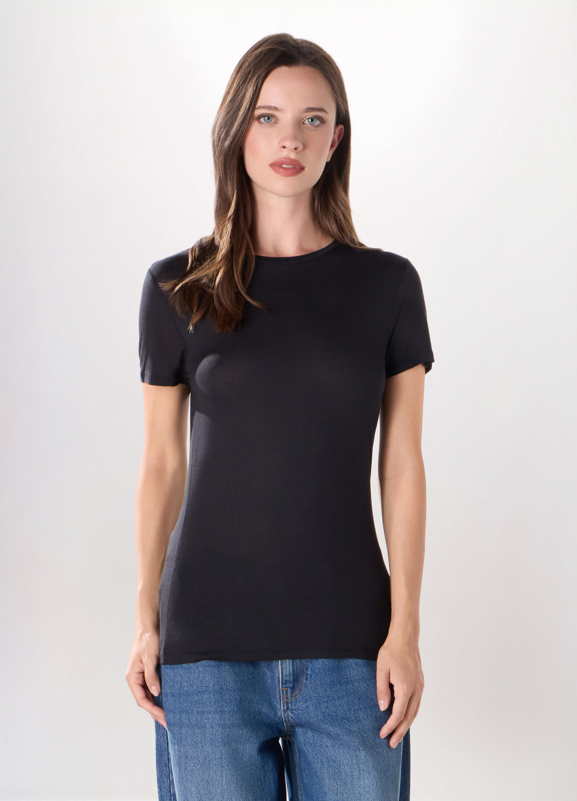 T-shirt in jersey di pura viscosa donna_0