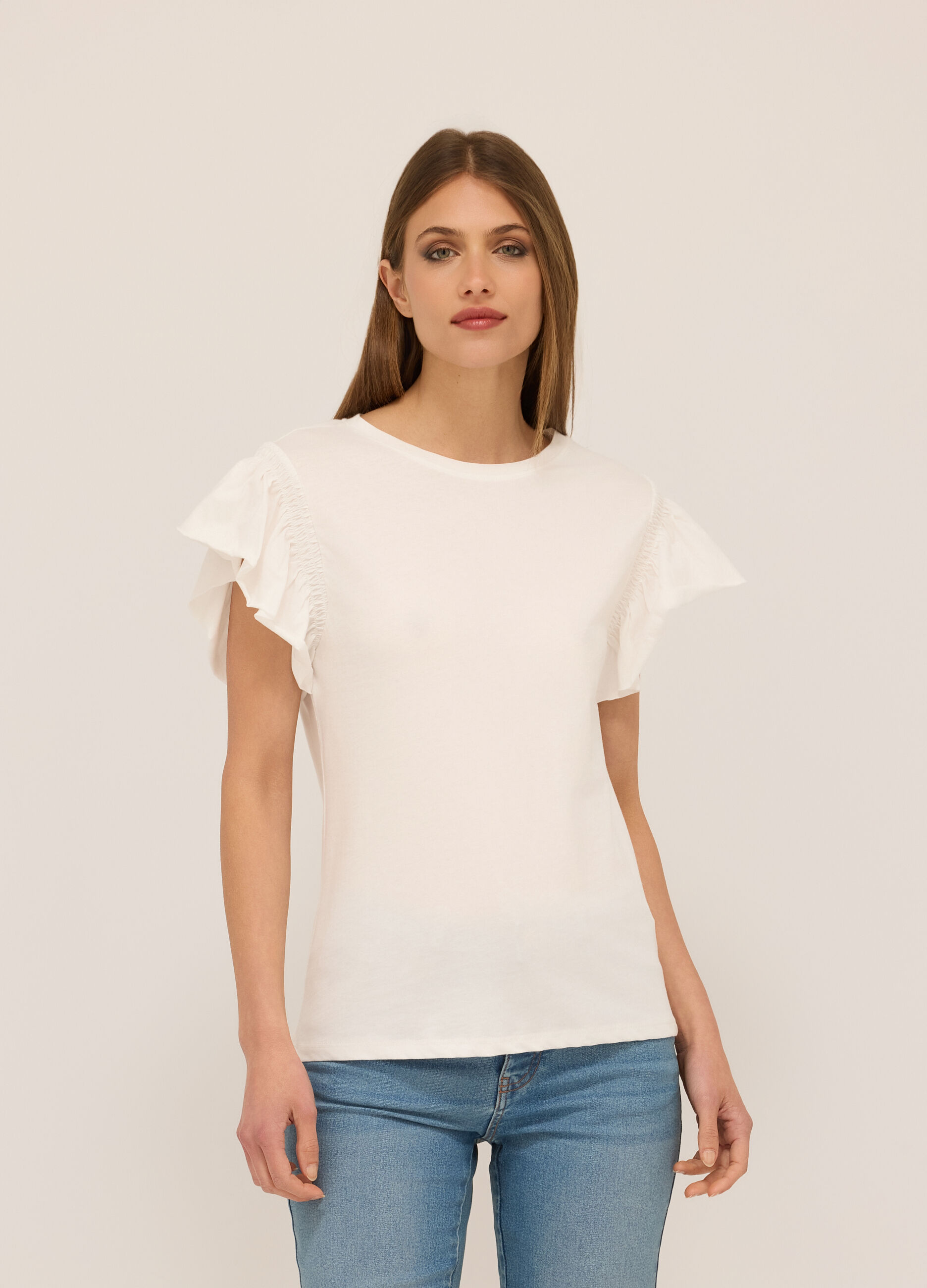 T-shirt in jersey di puro cotone donna_0