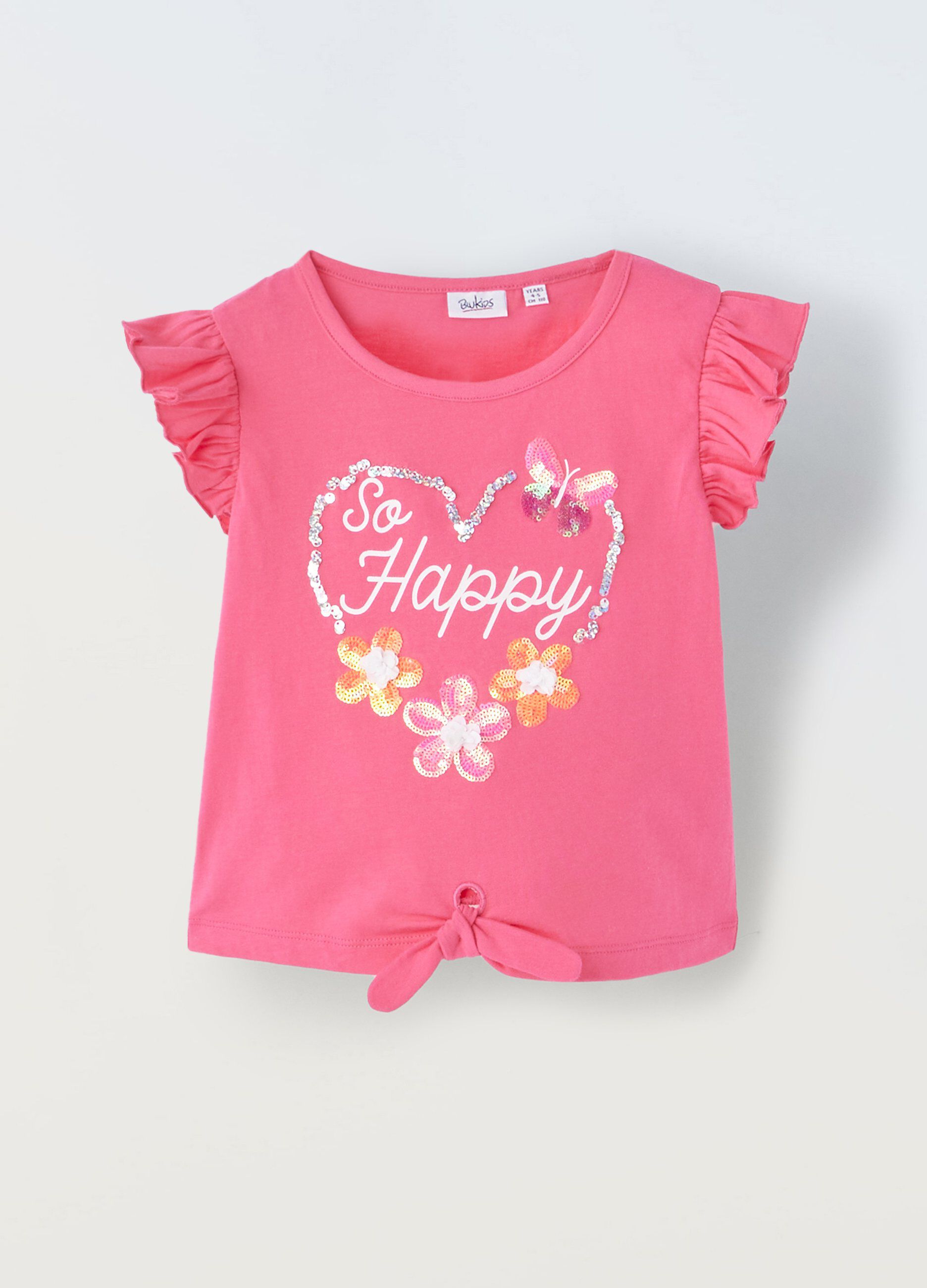 T-shirt con maniche ad aletta bambina