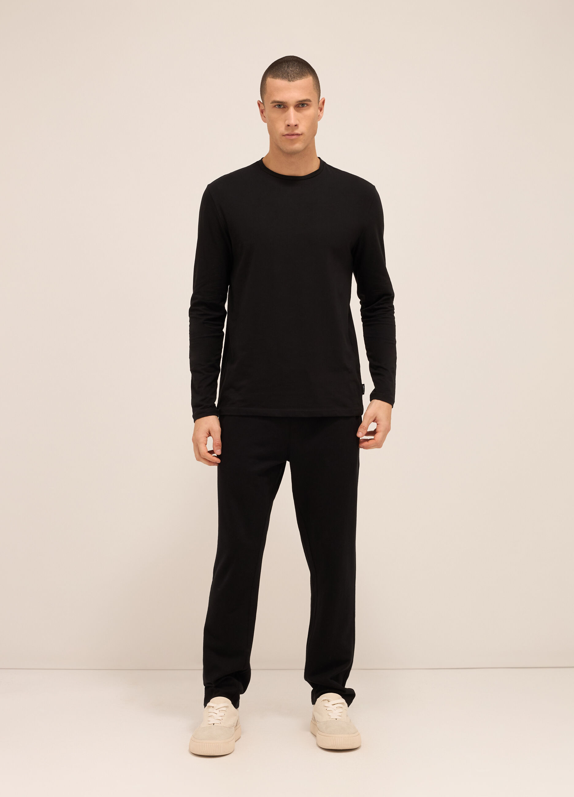 Jogger con coulisse in puro cotone uomo_0