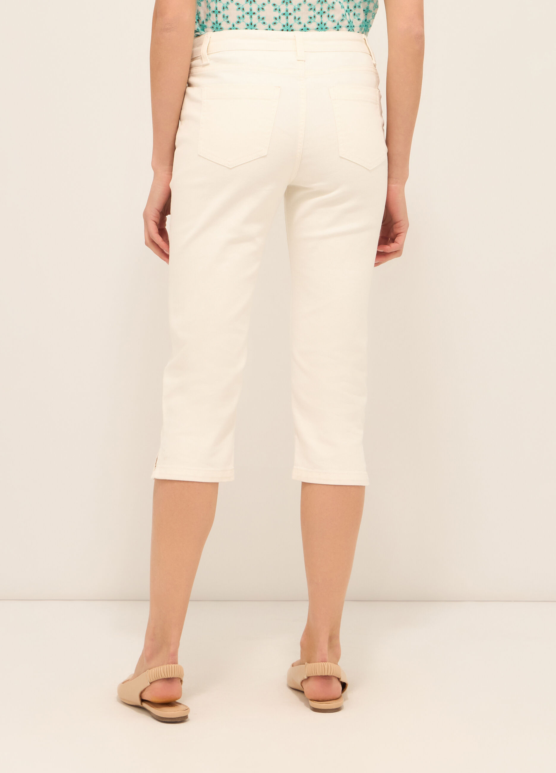 Pantaloni capri in denim di misto cotone donna curvy