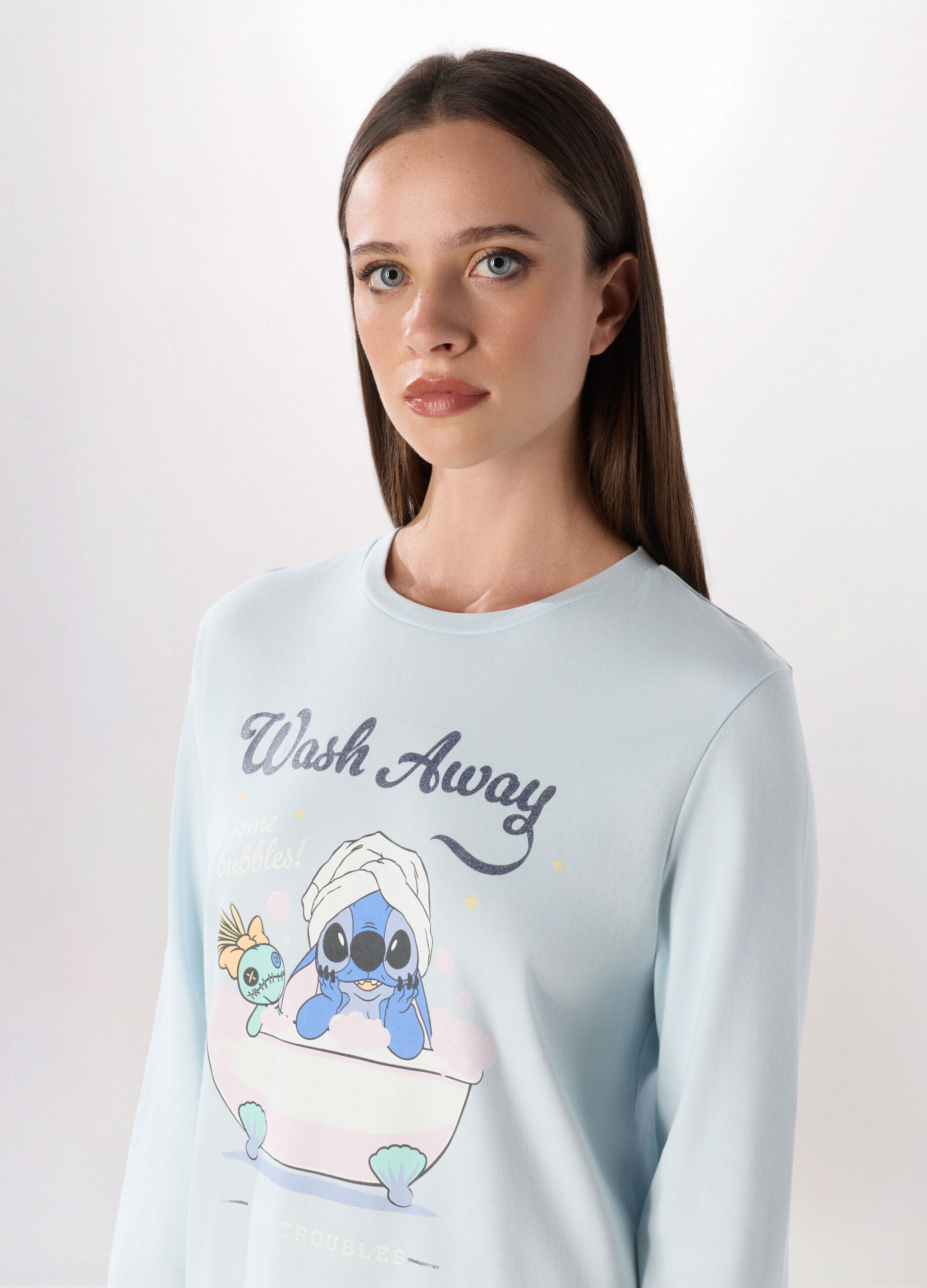 Set pigiama lungo in puro cotone interlock donna_2