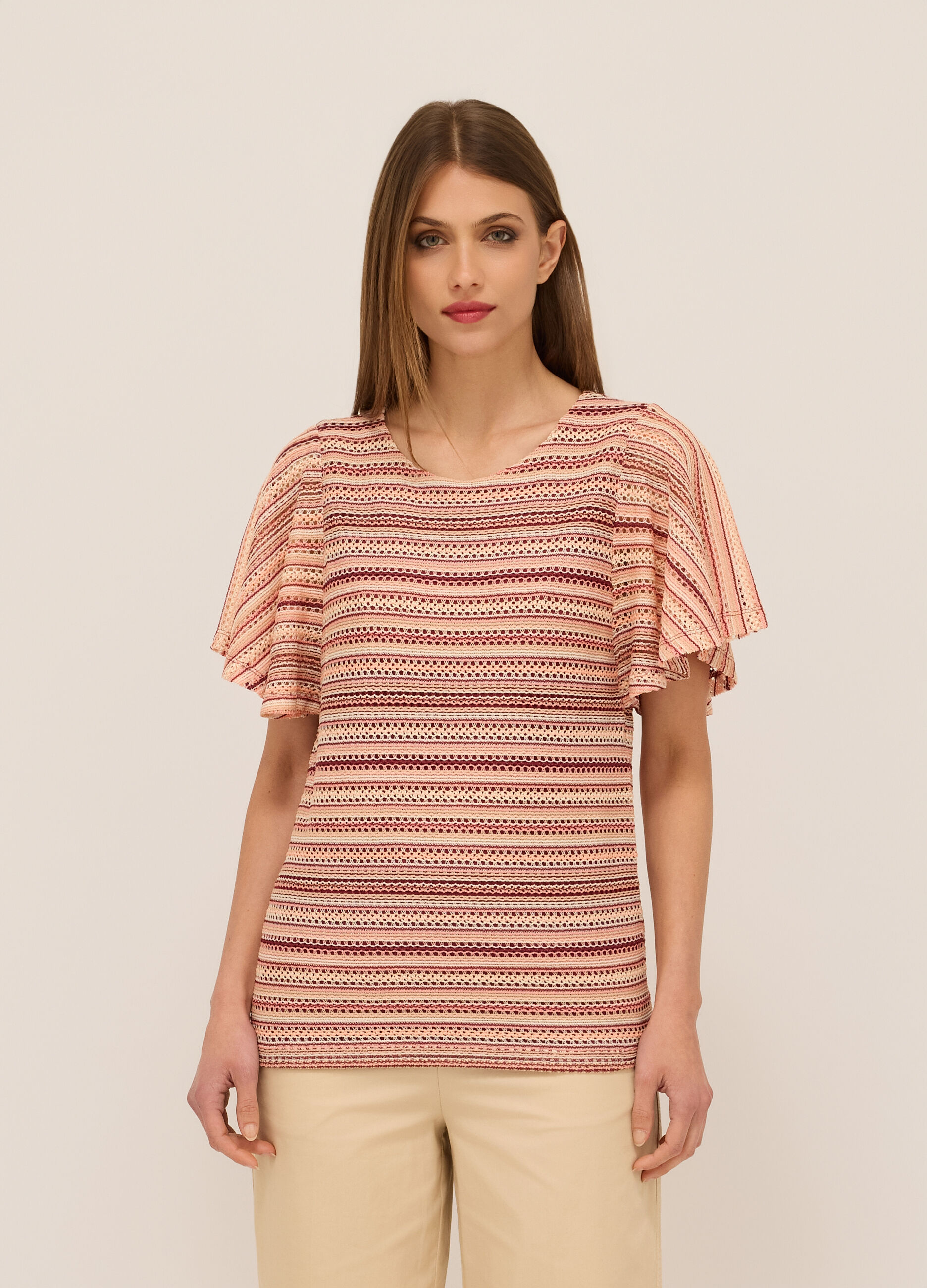 T-shirt tricot a righe donna_0