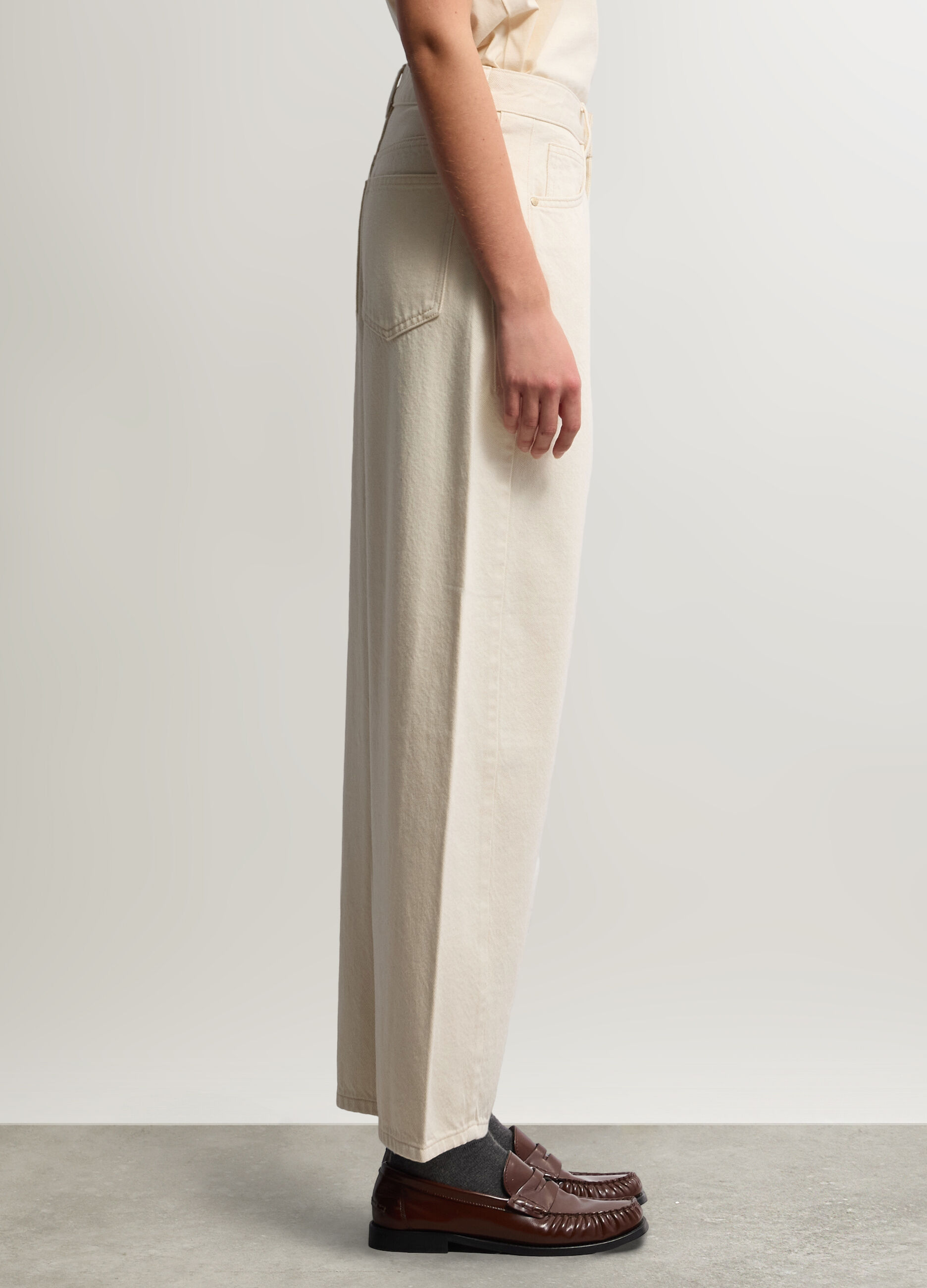 Pantaloni Balloon Fit in Twill di puro cotone donna_1