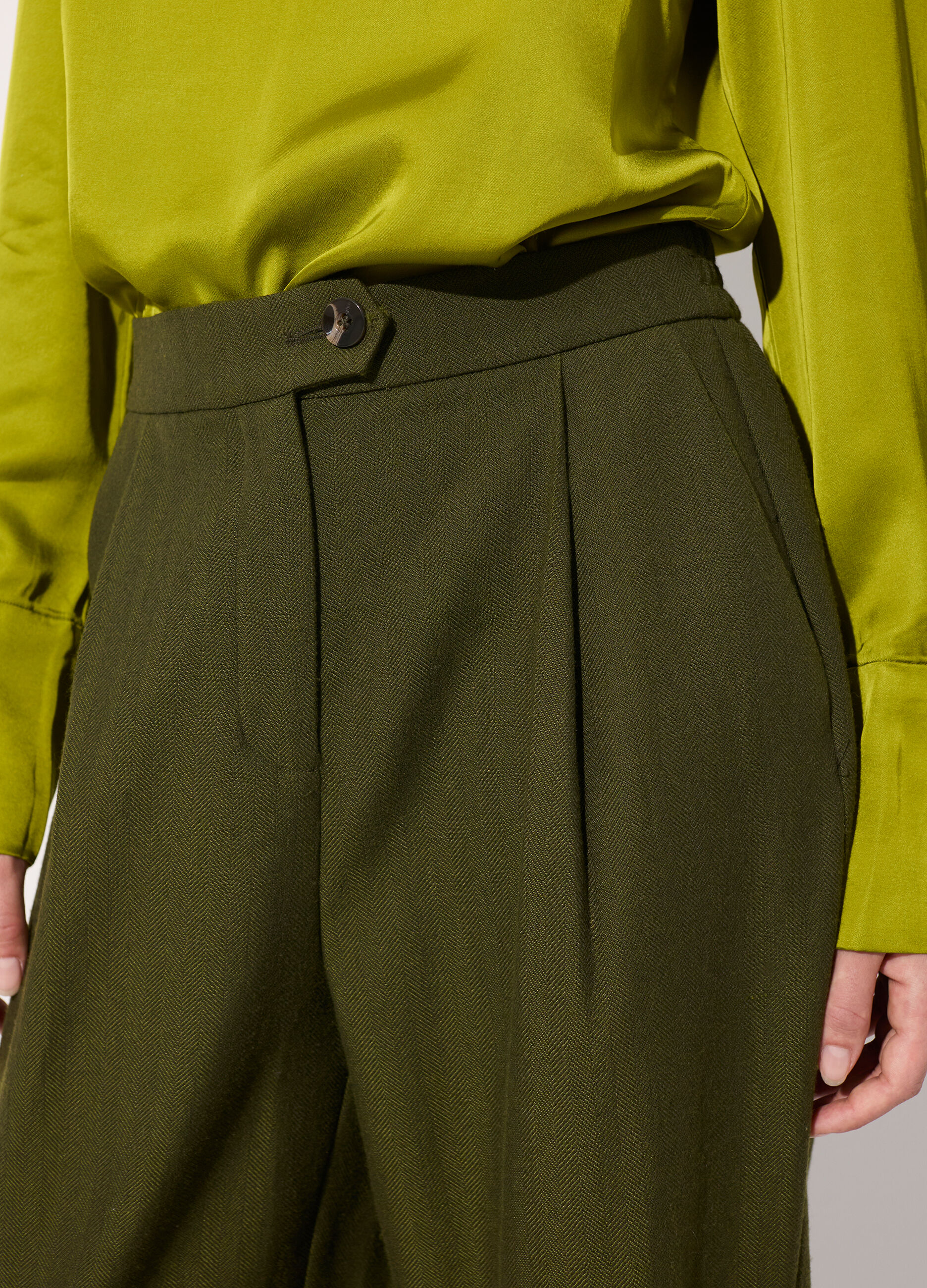 Pantalone carrot in misto lana spinata donna_3