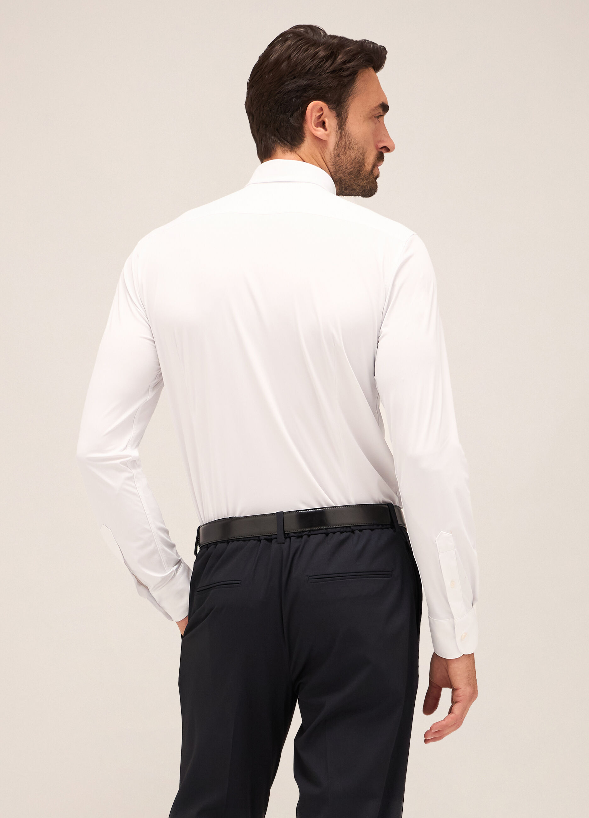 Camicia slim fit colletto classico in tessuto stretch uomo