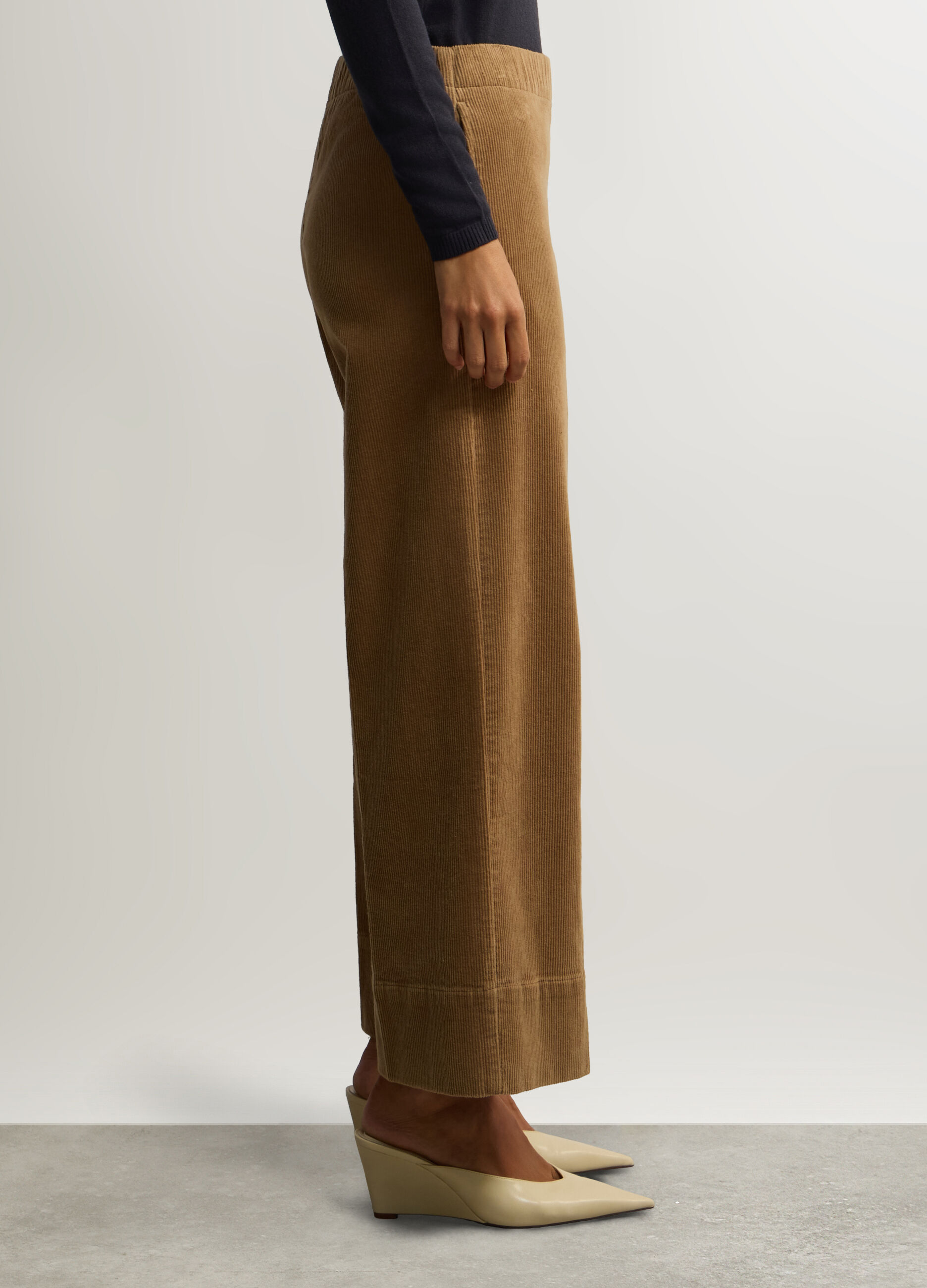 Pantaloni Straight Fit in velluto a coste di cotone stretch donna _1