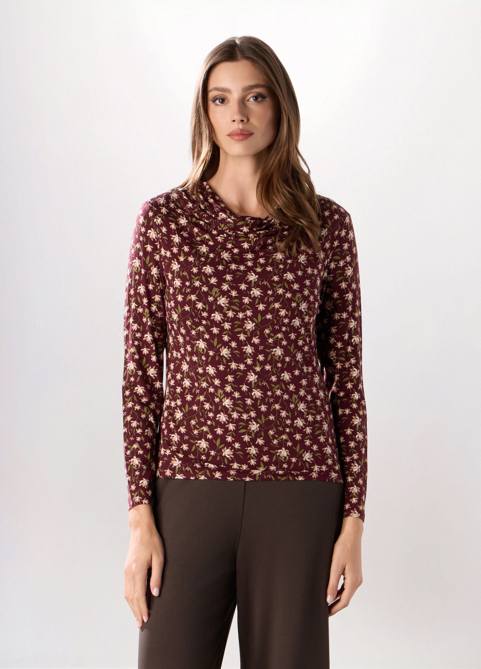 T-shirt in jersey di viscosa stretch donna _0