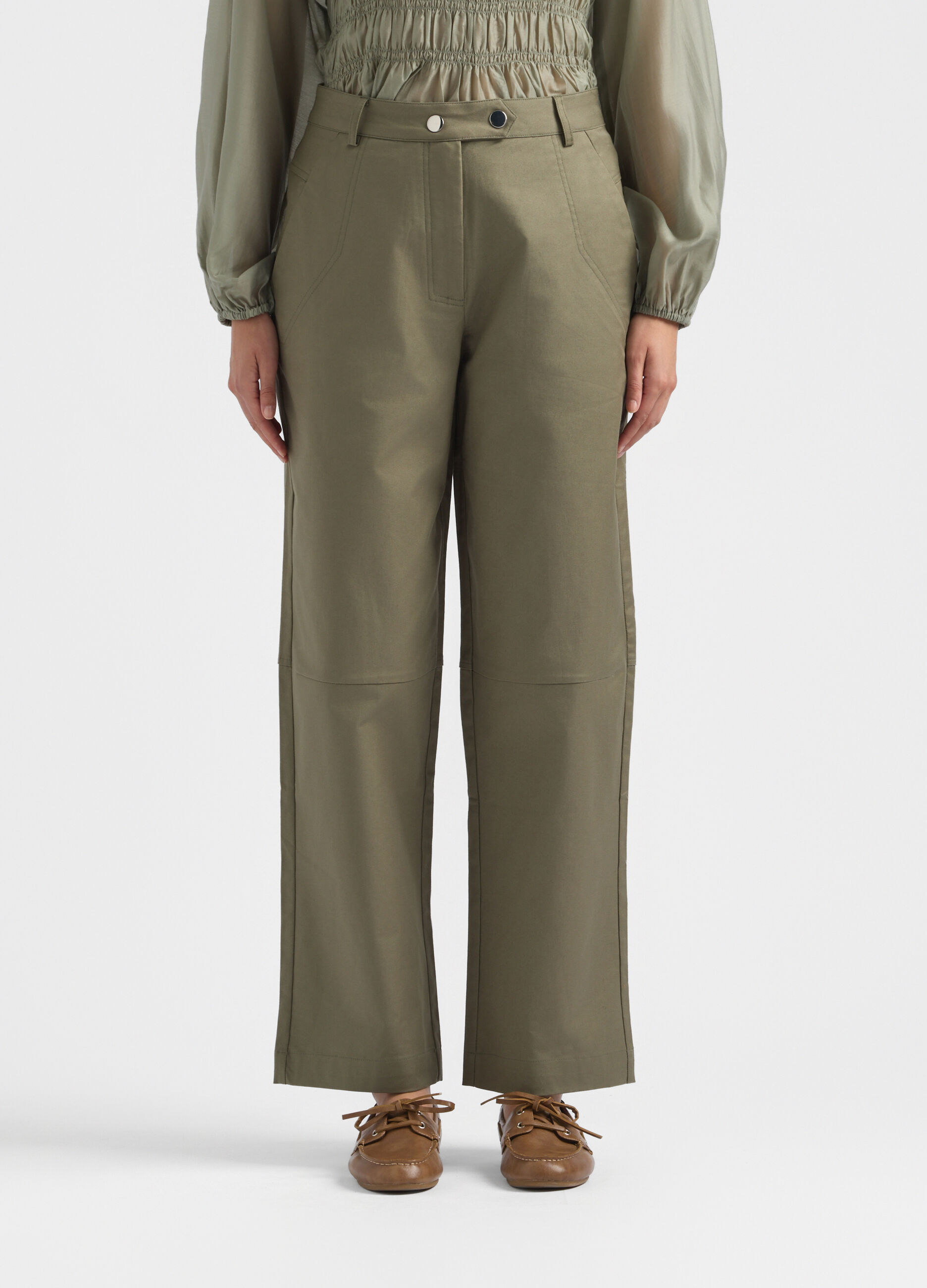 Pantaloni Fit Regular in Twill di cotone stretch donna_1