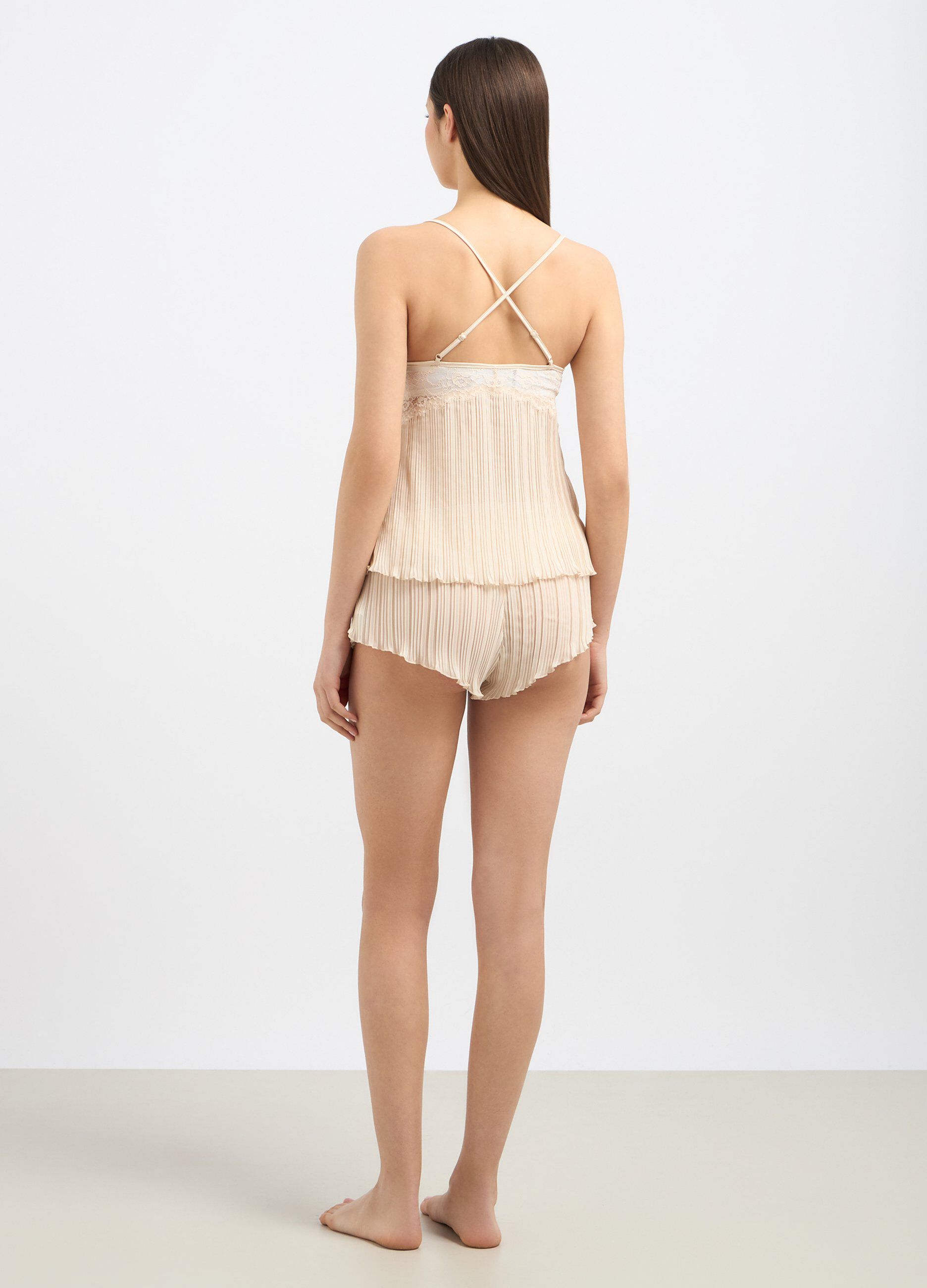 Top pigiama plissé con pizzo donna_1