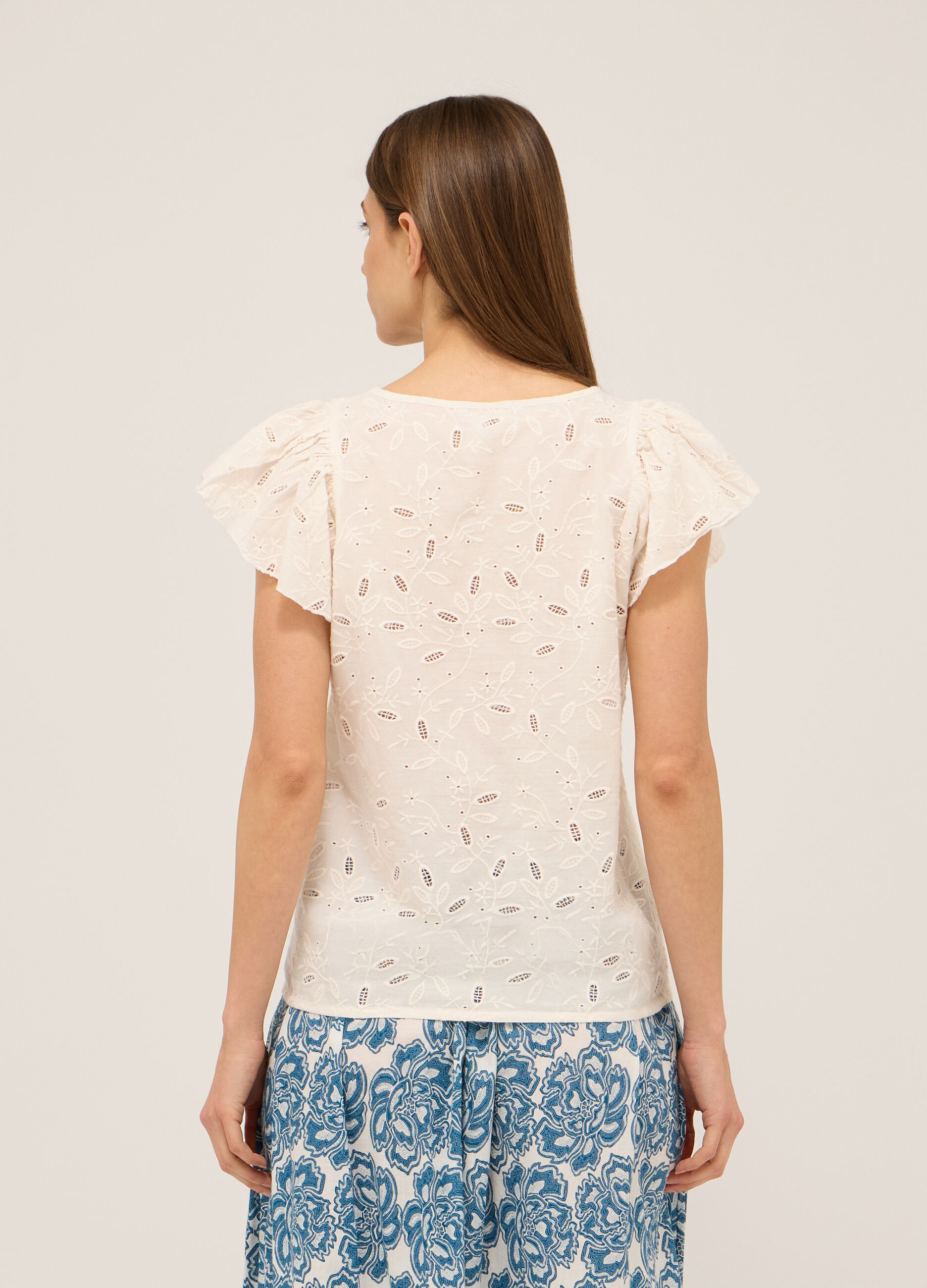 Blusa in puro cotone con ricami donna_1