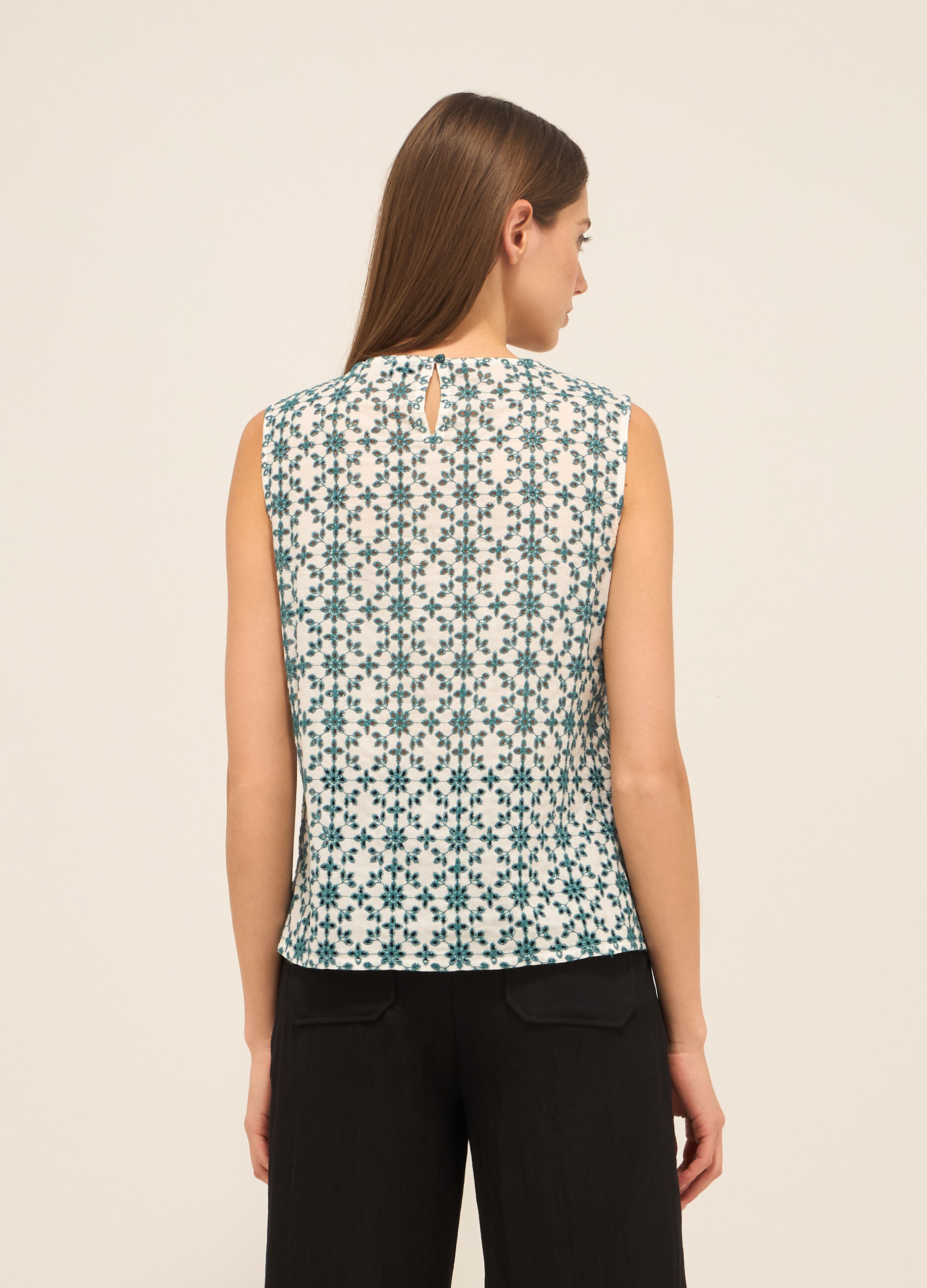Blusa smanicata in puro cotone donna_1