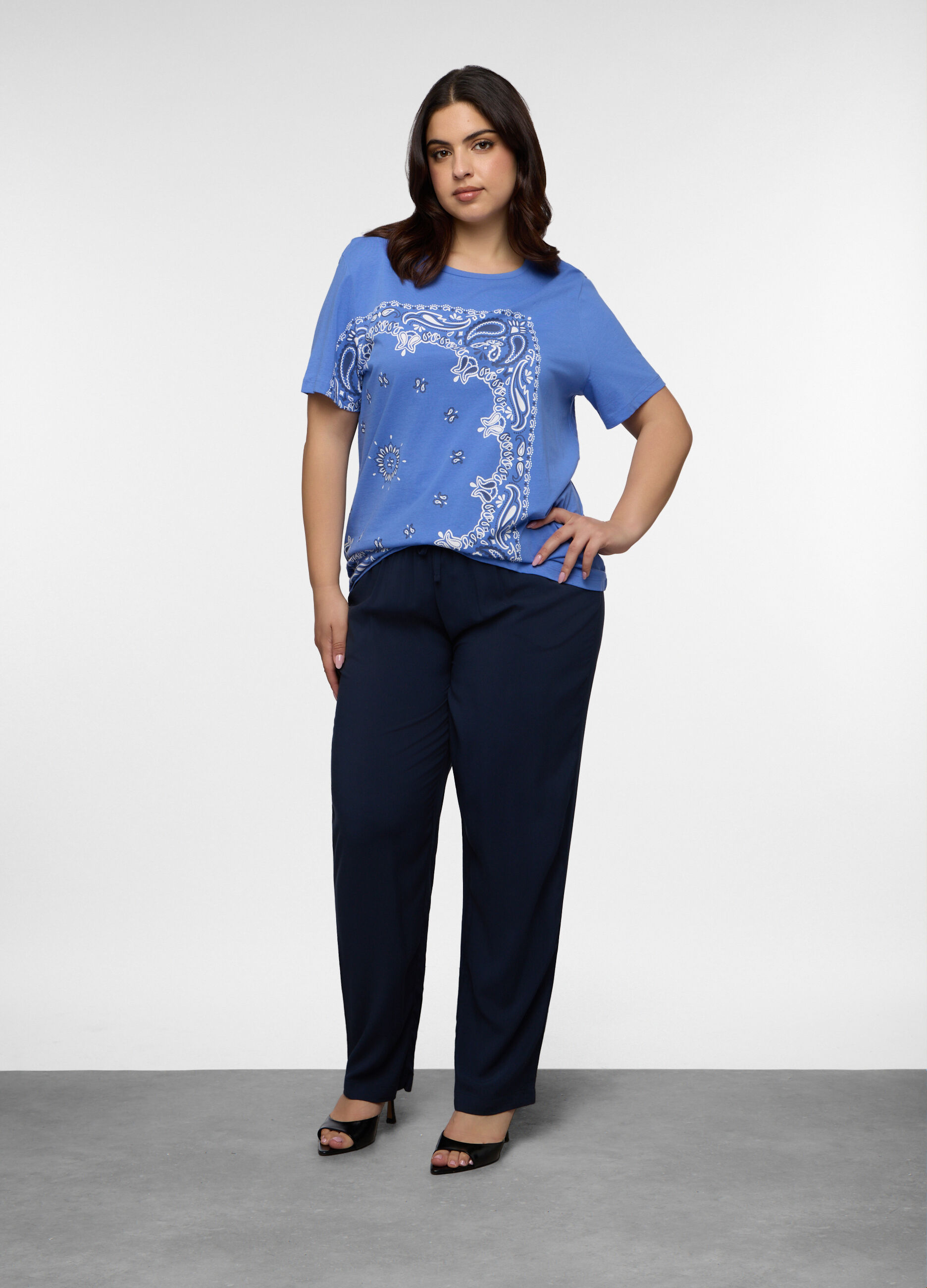 Pantaloni Fit regular in pura viscosa donna curvy_0