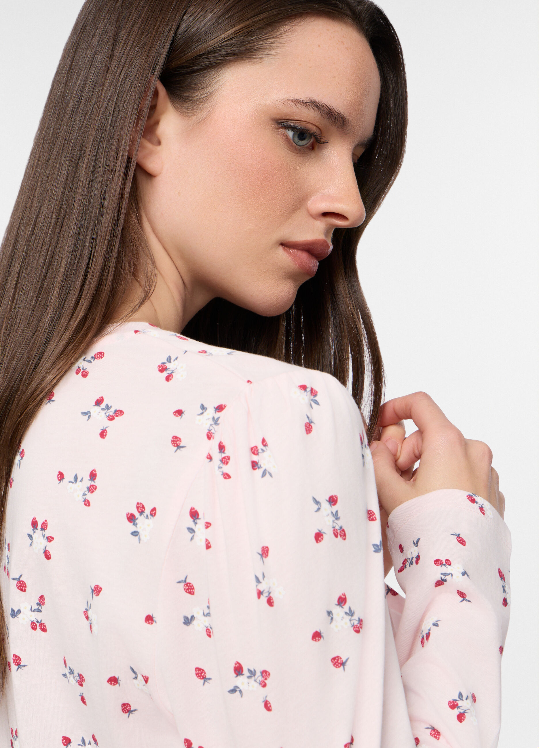 Set pigiama lungo in jersey di puro cotone donna_2