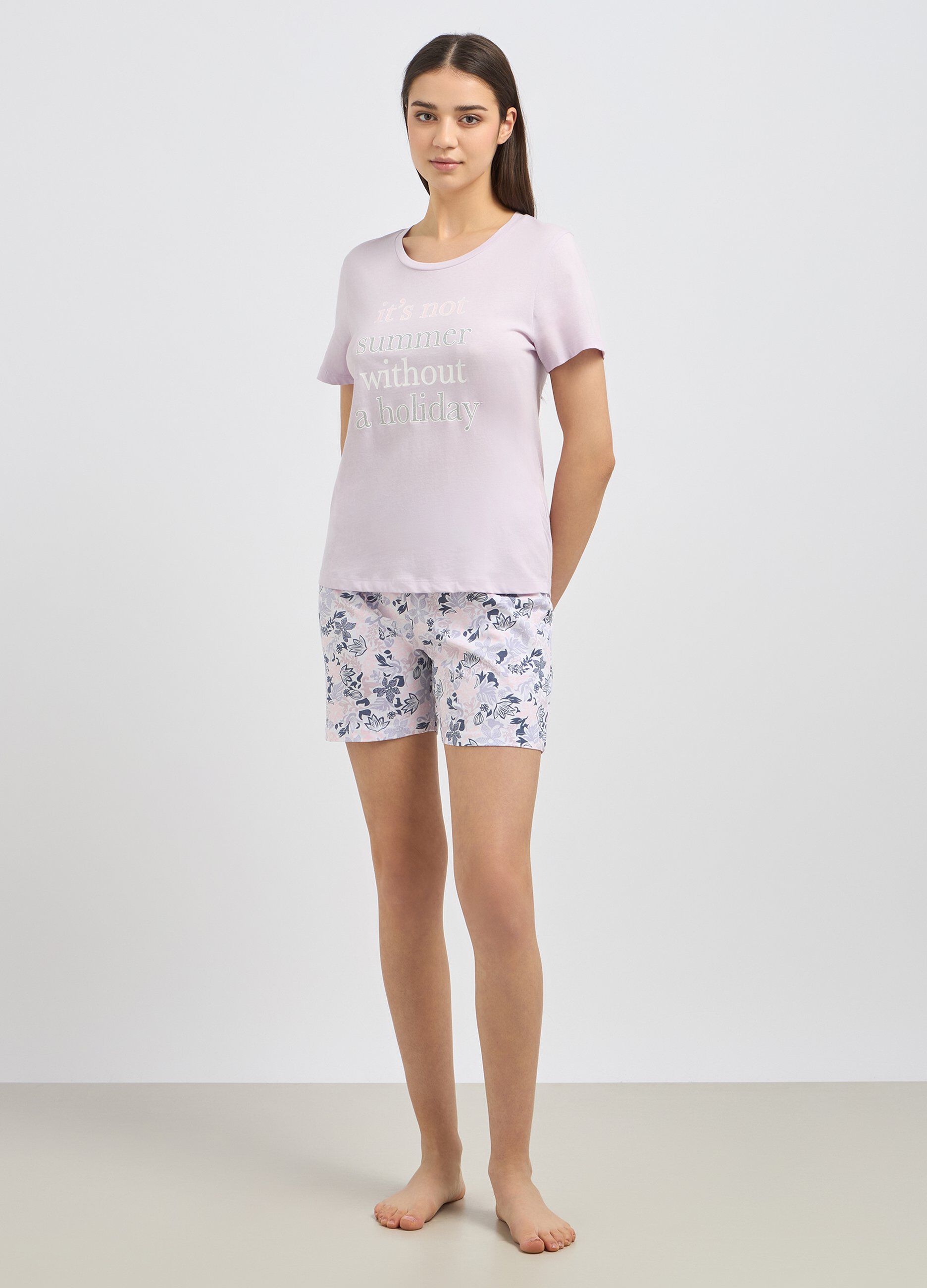 Set pigiama corto in puro cotone donna_0