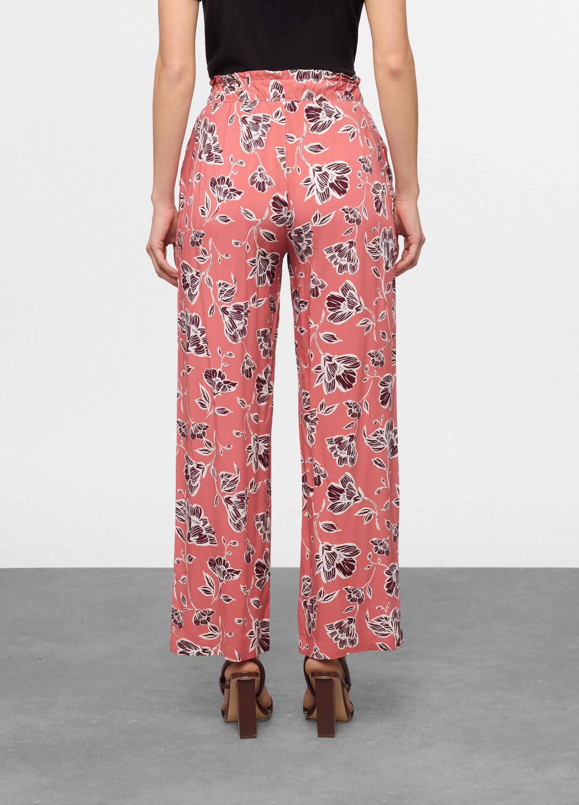 Pantaloni palazzo regular fit in pura viscosa donna_1