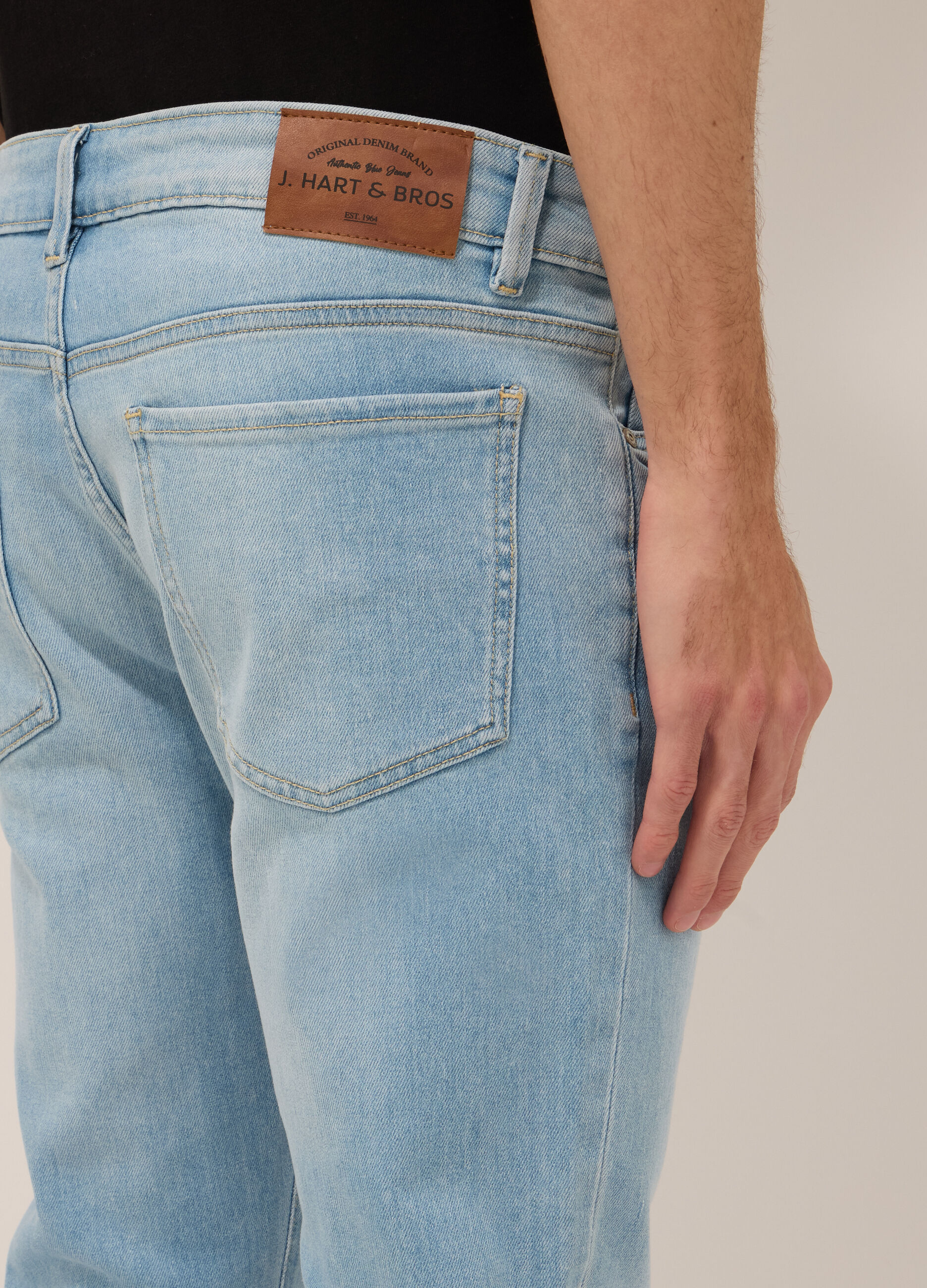 Jeans 5 tasche in demin di cotone stretch uomo_2