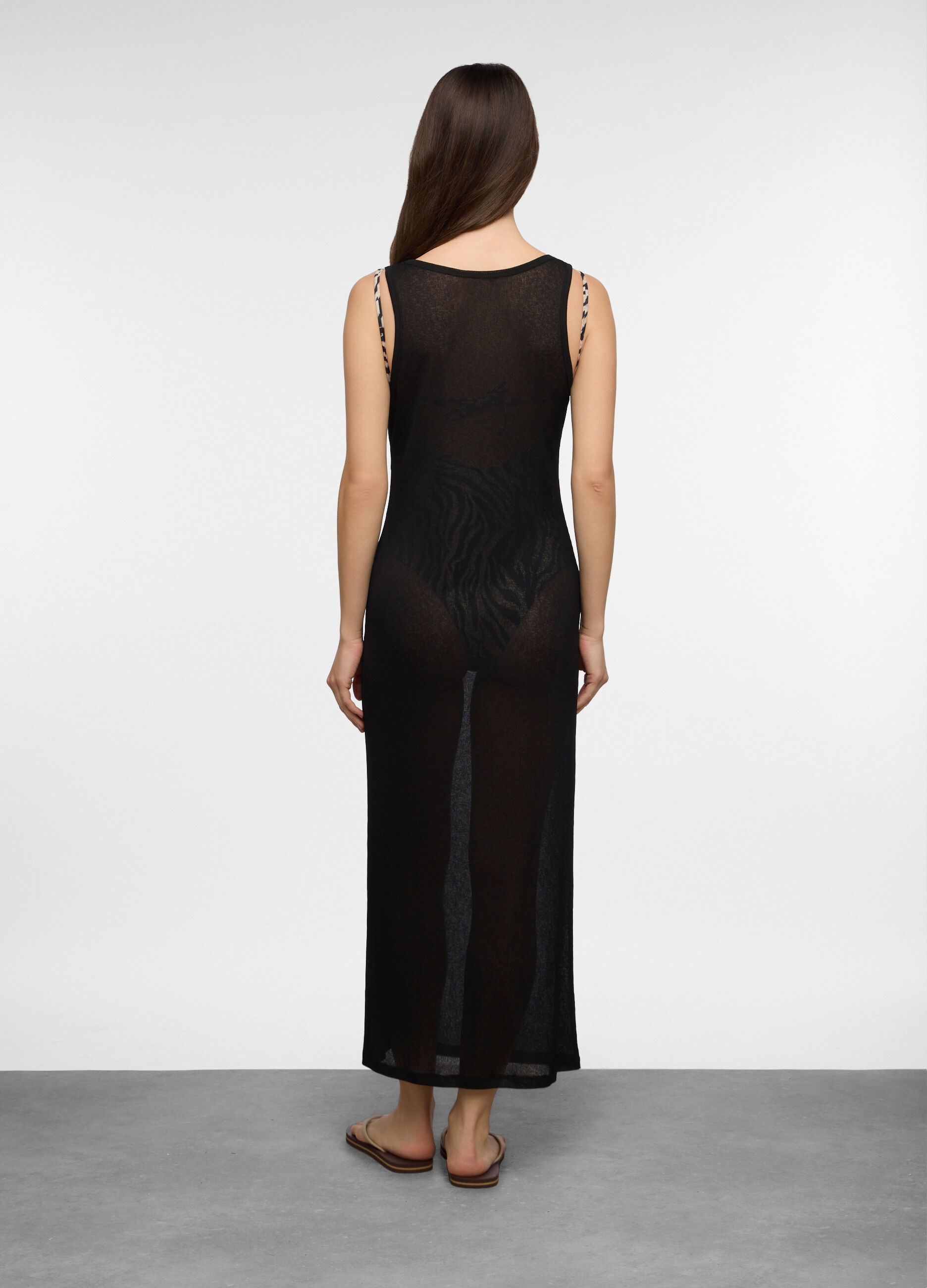 Copri costume lungo stretch in costina donna_1