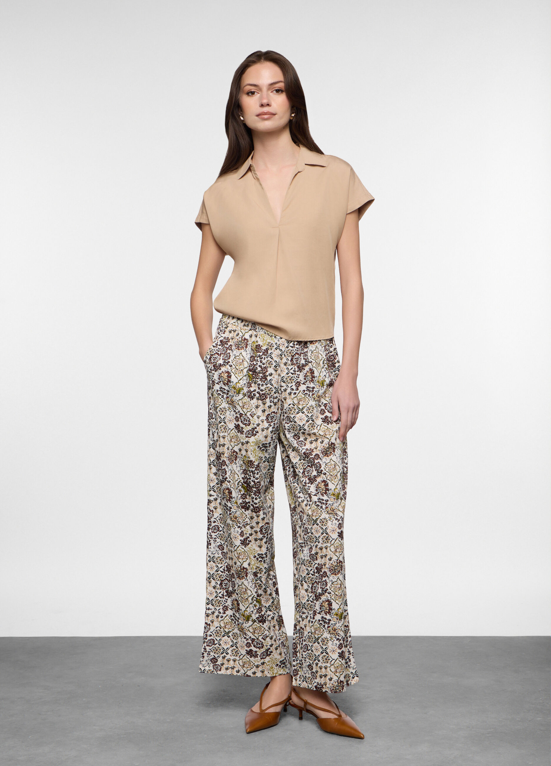 Blusa fit regular in twill di pura lyocell donna_0