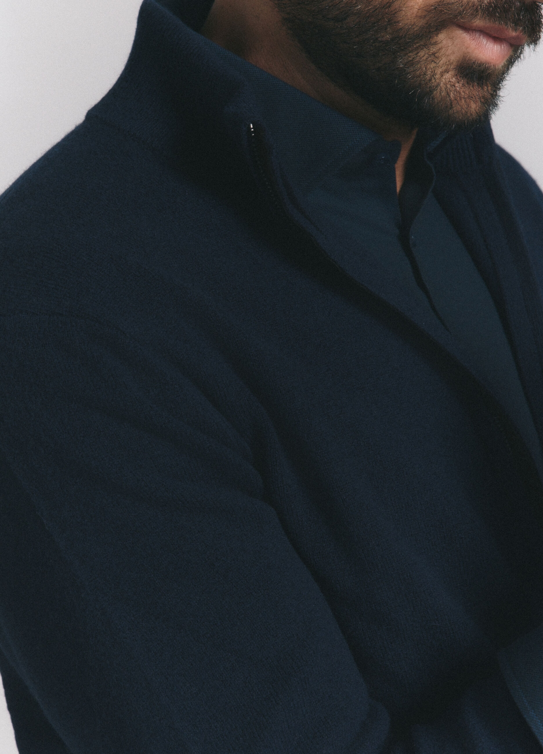 Cardigan con zip in lambswool uomo_5