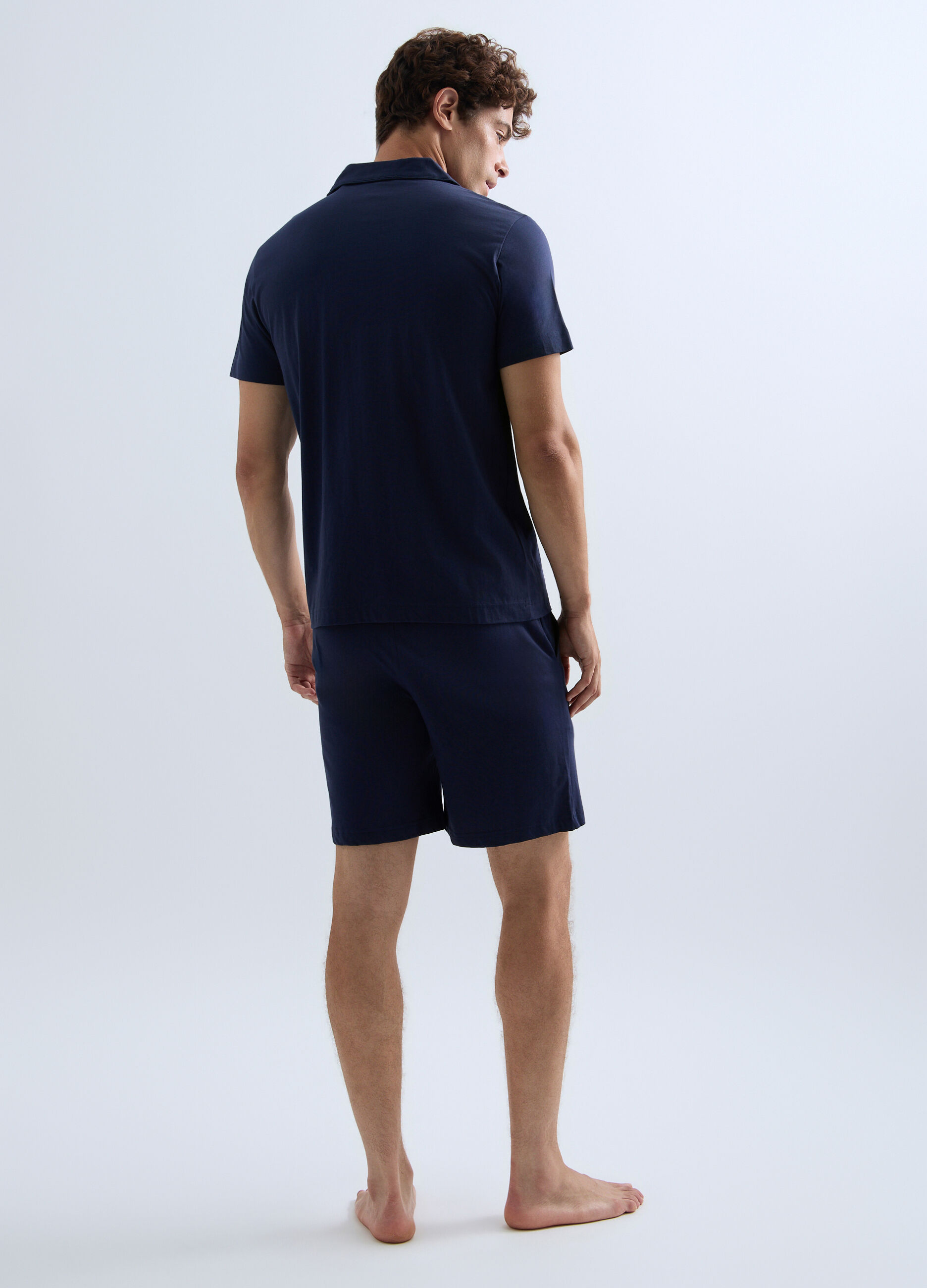 Pigiama corto con camicia in jersey di cotone uomo_1