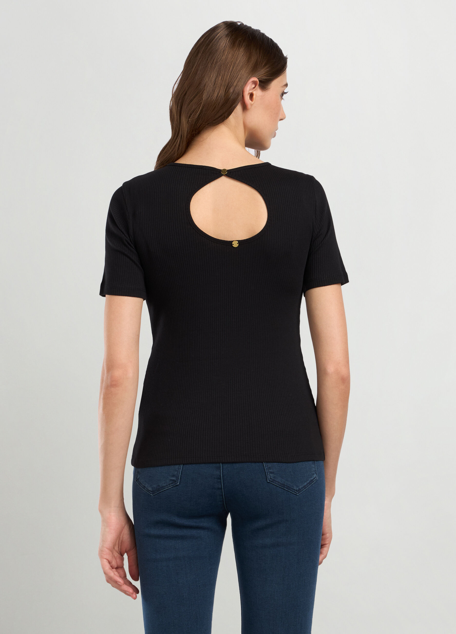 T-shirt in costina di cotone bio donna_1