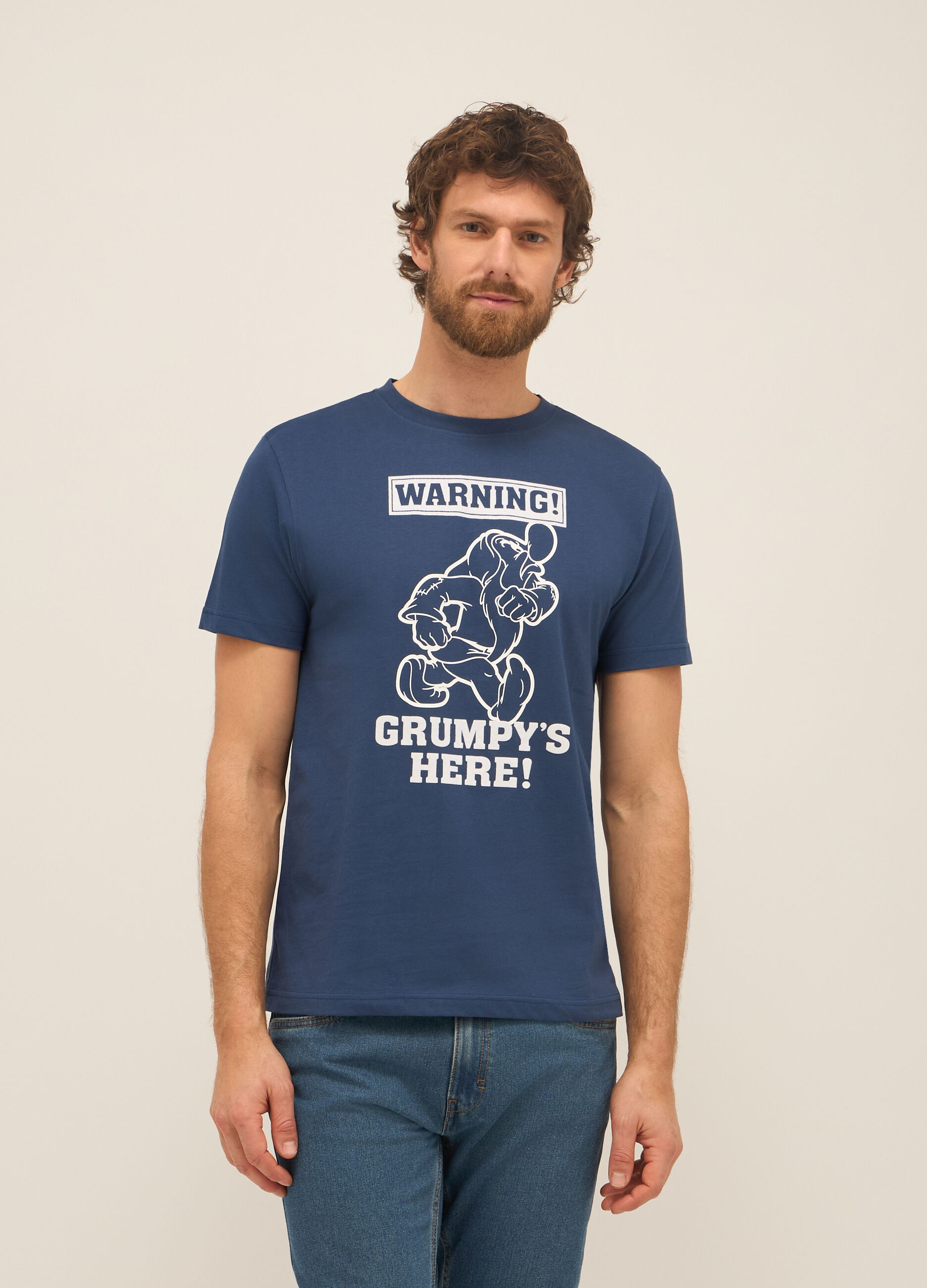 T-shirt girocollo in puro cotone con stampa uomo_0