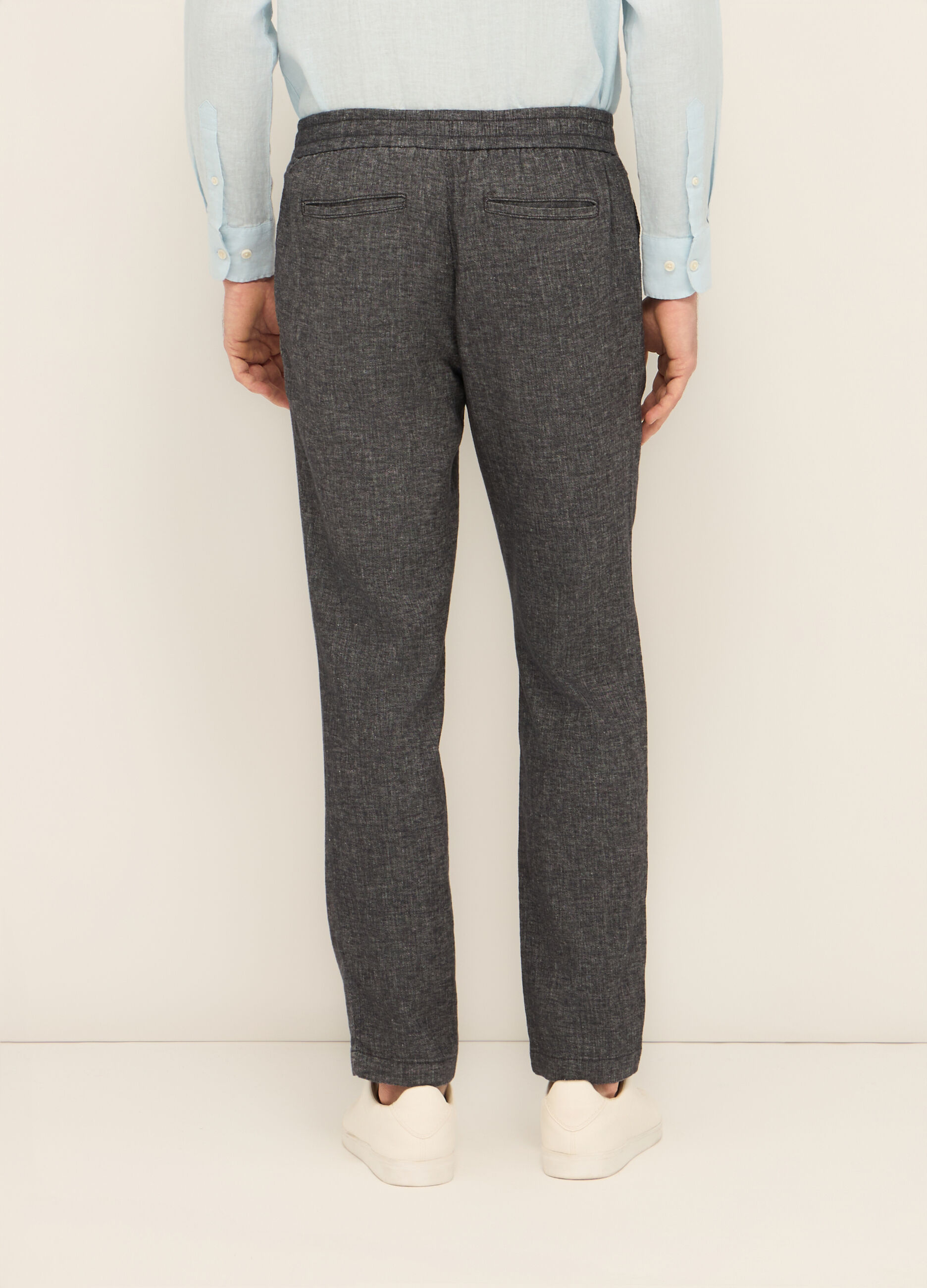 Pantaloni chino in cotone e lino stretch uomo_1