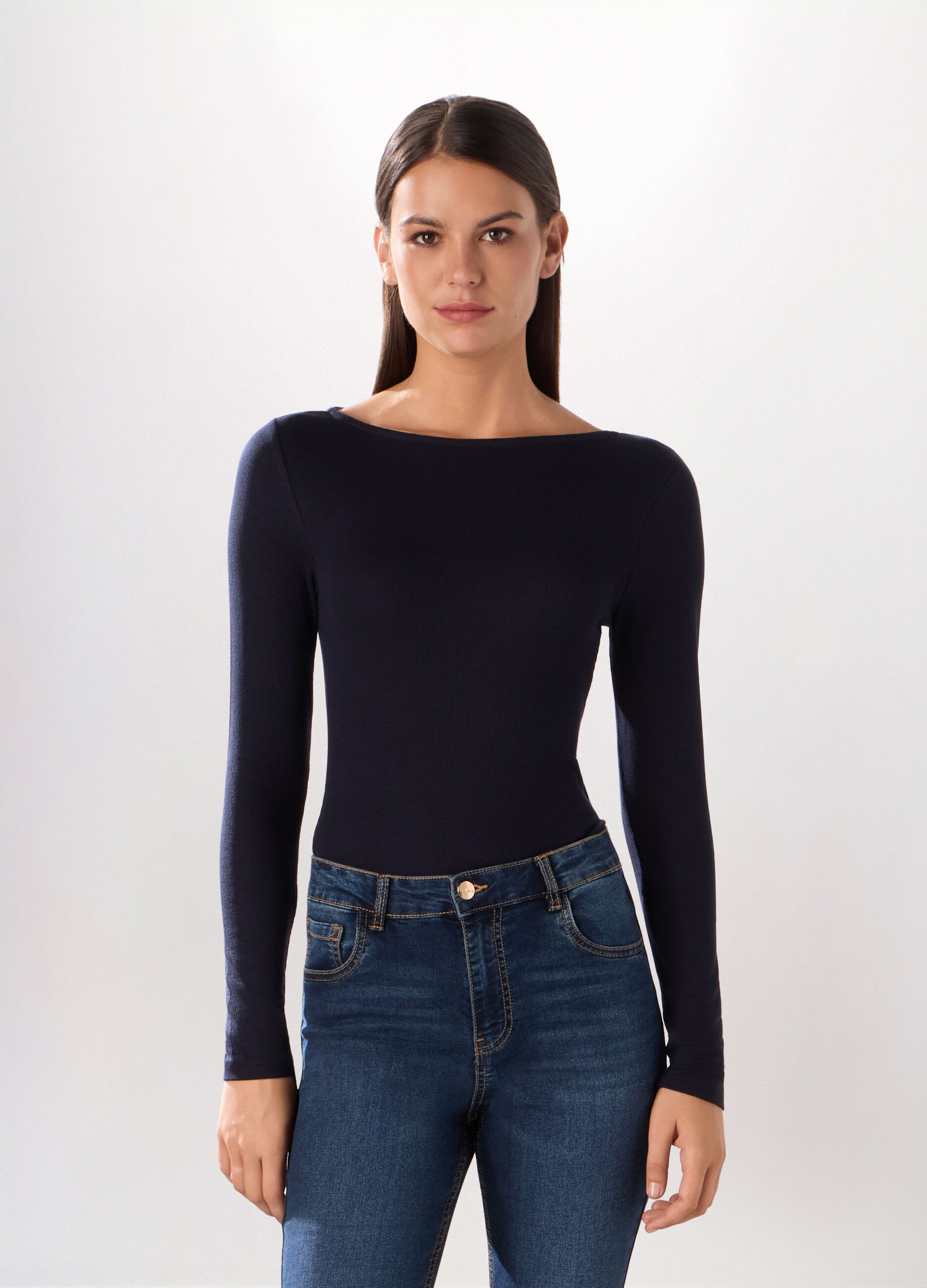Body in costina di viscosa stretch donna_0